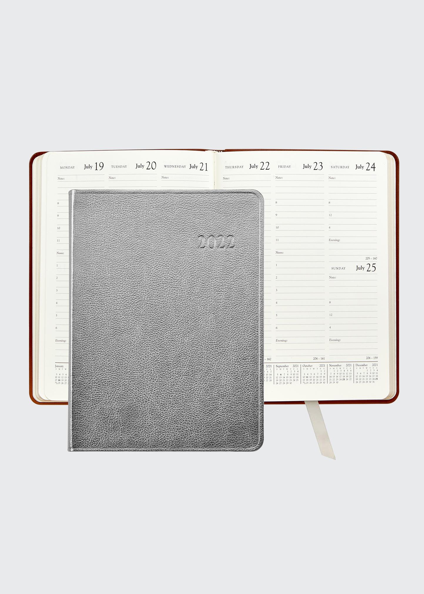 Graphic Image Large Leather Desk Diary, Silver