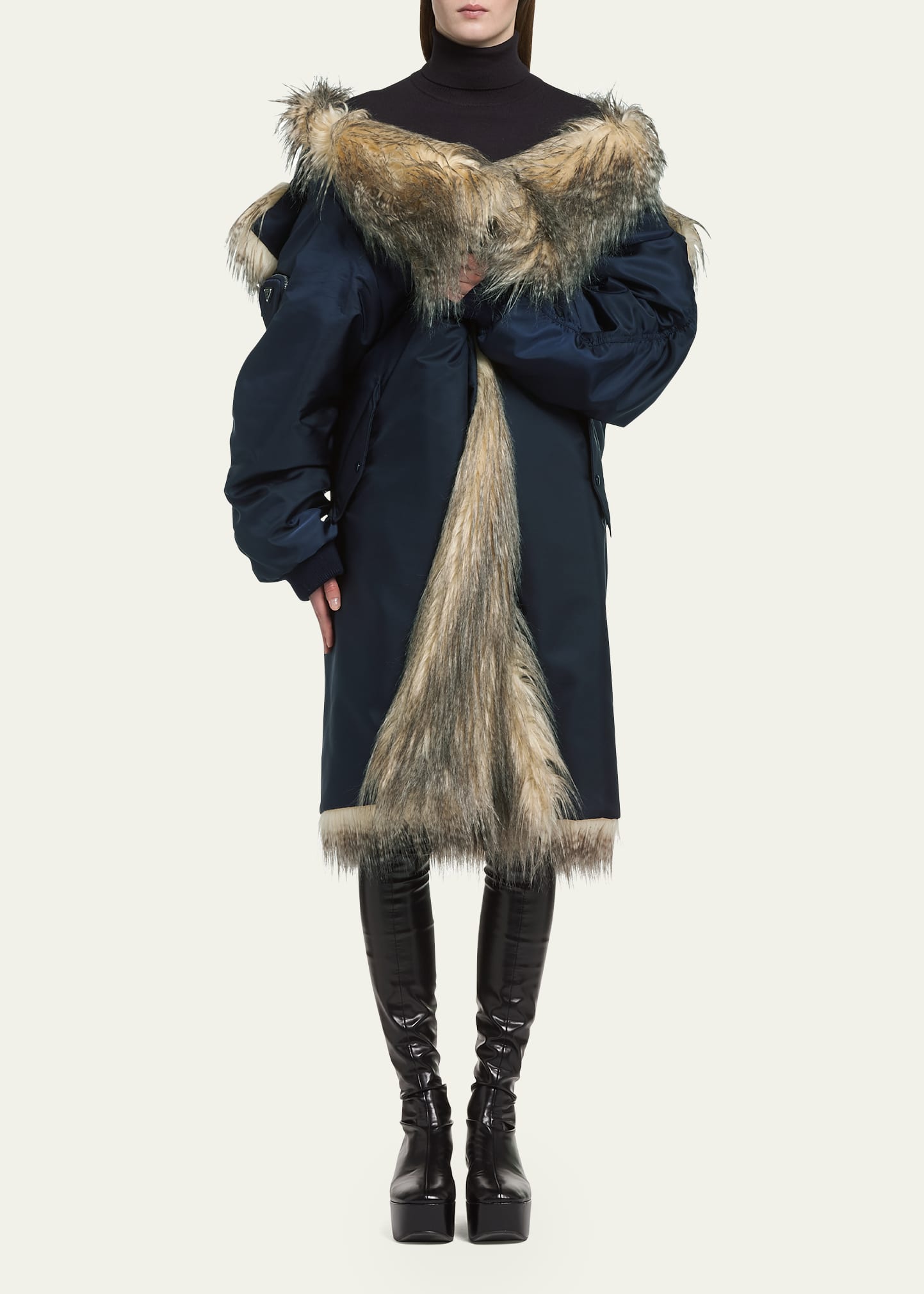 PERVERZEDouble Face Nylon Fur Coat