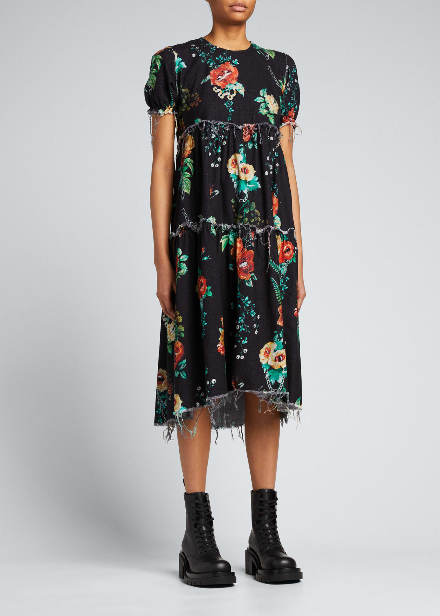 r13 shredded relaxed midi dress R13 Shredded Relaxed Midi