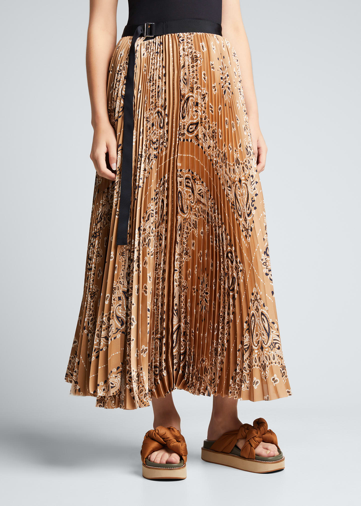 SACAI Bandana-Print Pleated Maxi Skirt - Bergdorf Goodman