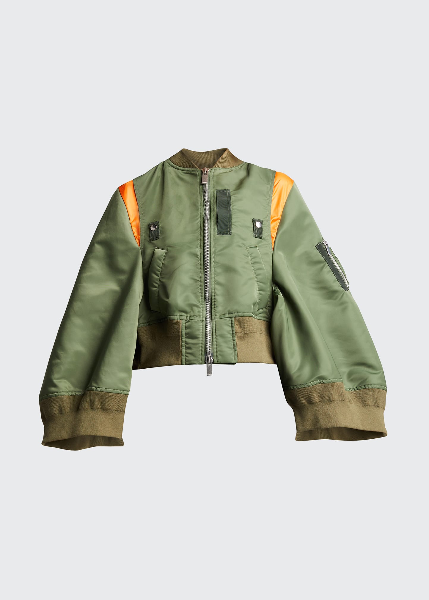 SACAI Satin Cape-Sleeve Bomber Jacket - Bergdorf Goodman