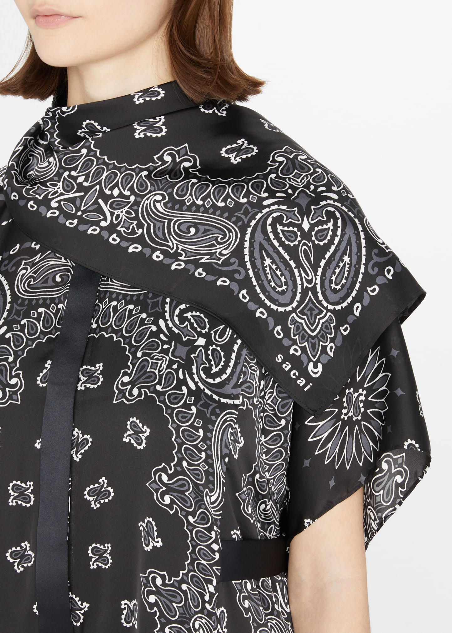 SACAI Bandana-Print High-Neck Silk Midi Dress - Bergdorf Goodman