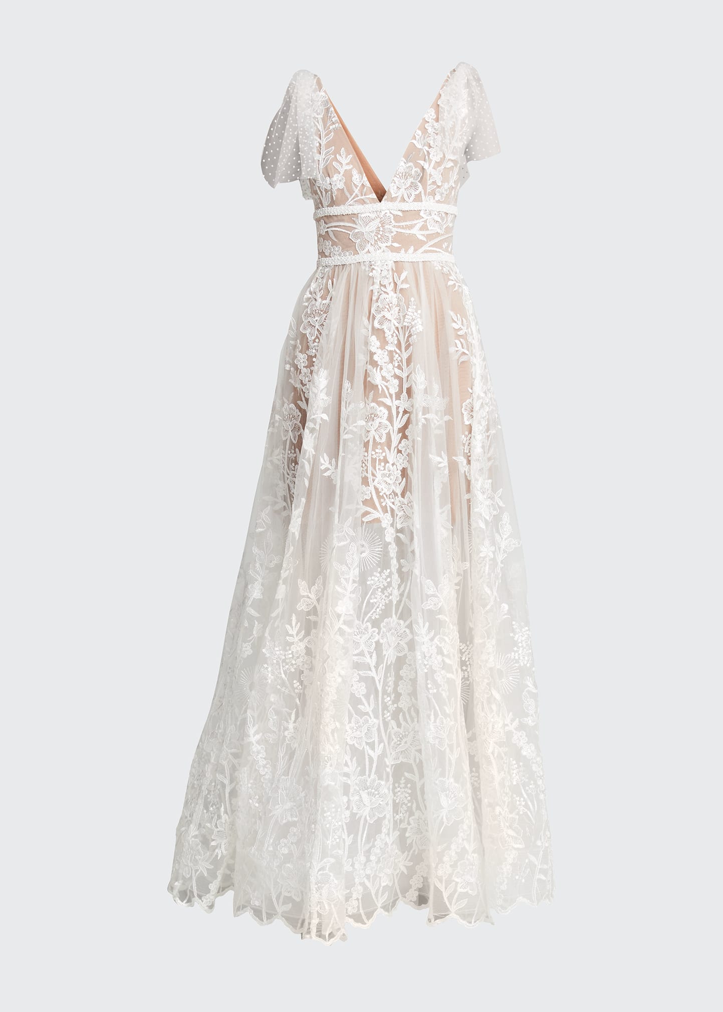 Tunisia V Neck Floral Embroidered Gown