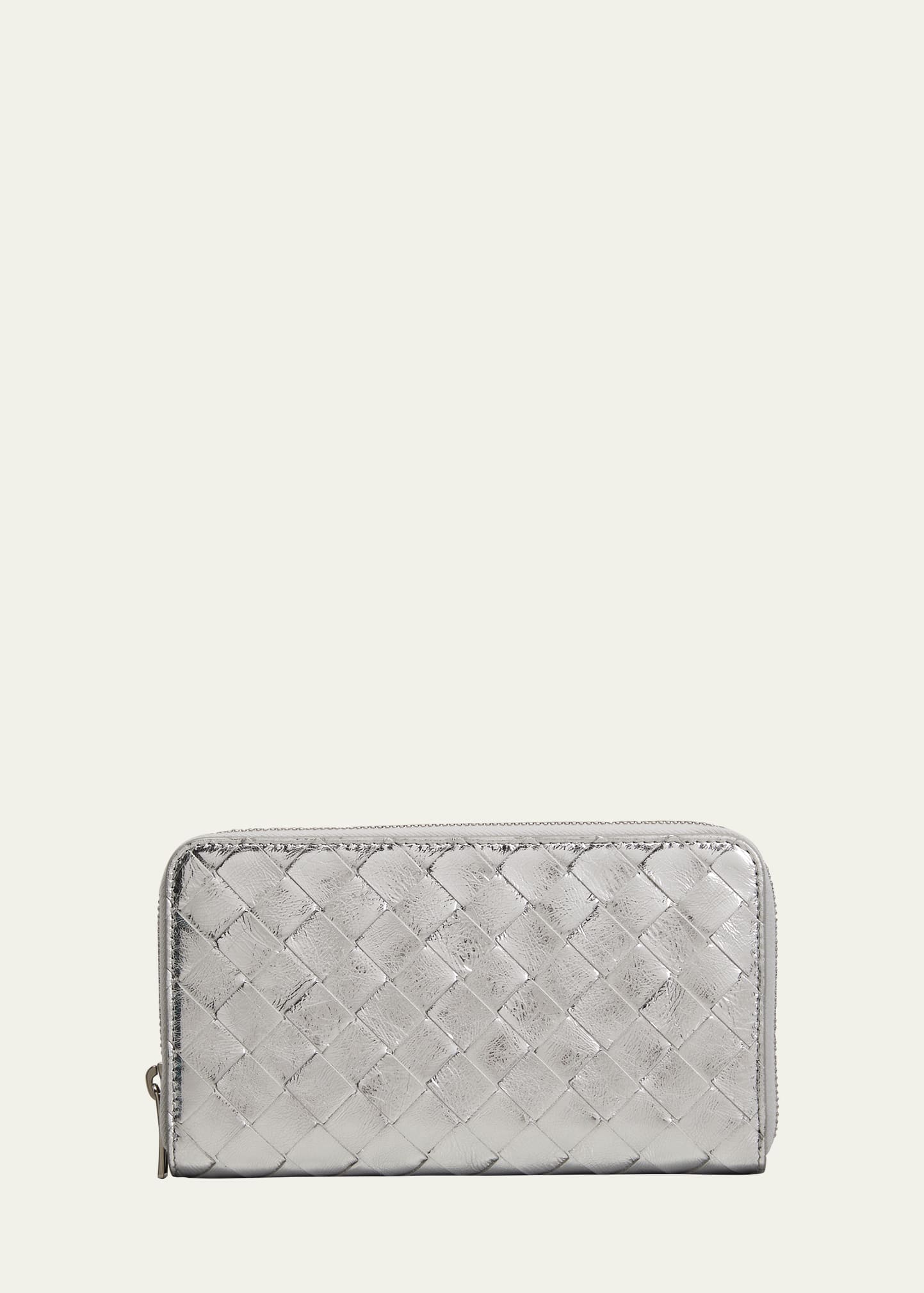 Bottega Veneta Woven Lambskin Zip Wallet