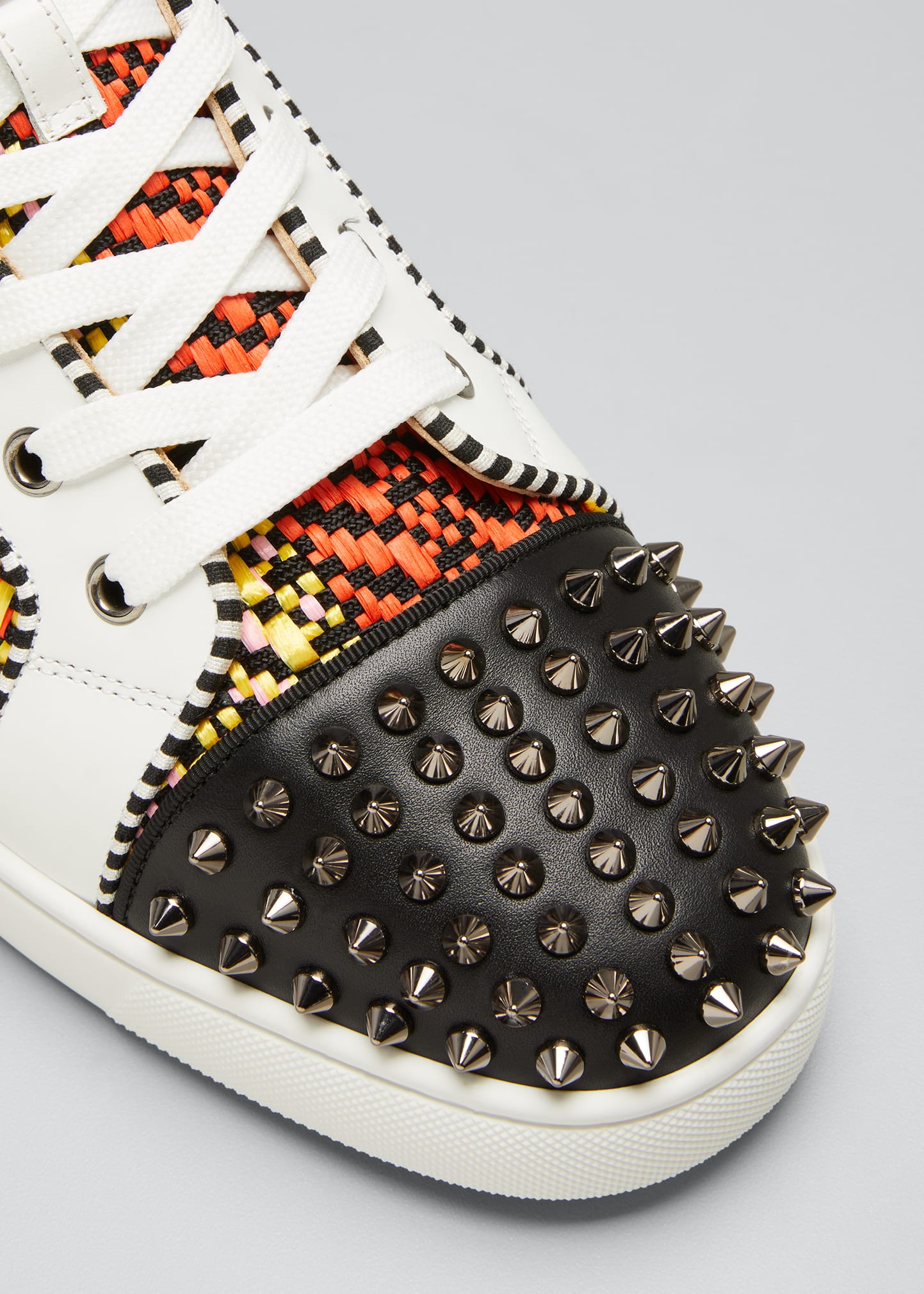 Christian Louboutin Men's Multicolor Woven Spike High-Top Sneakers