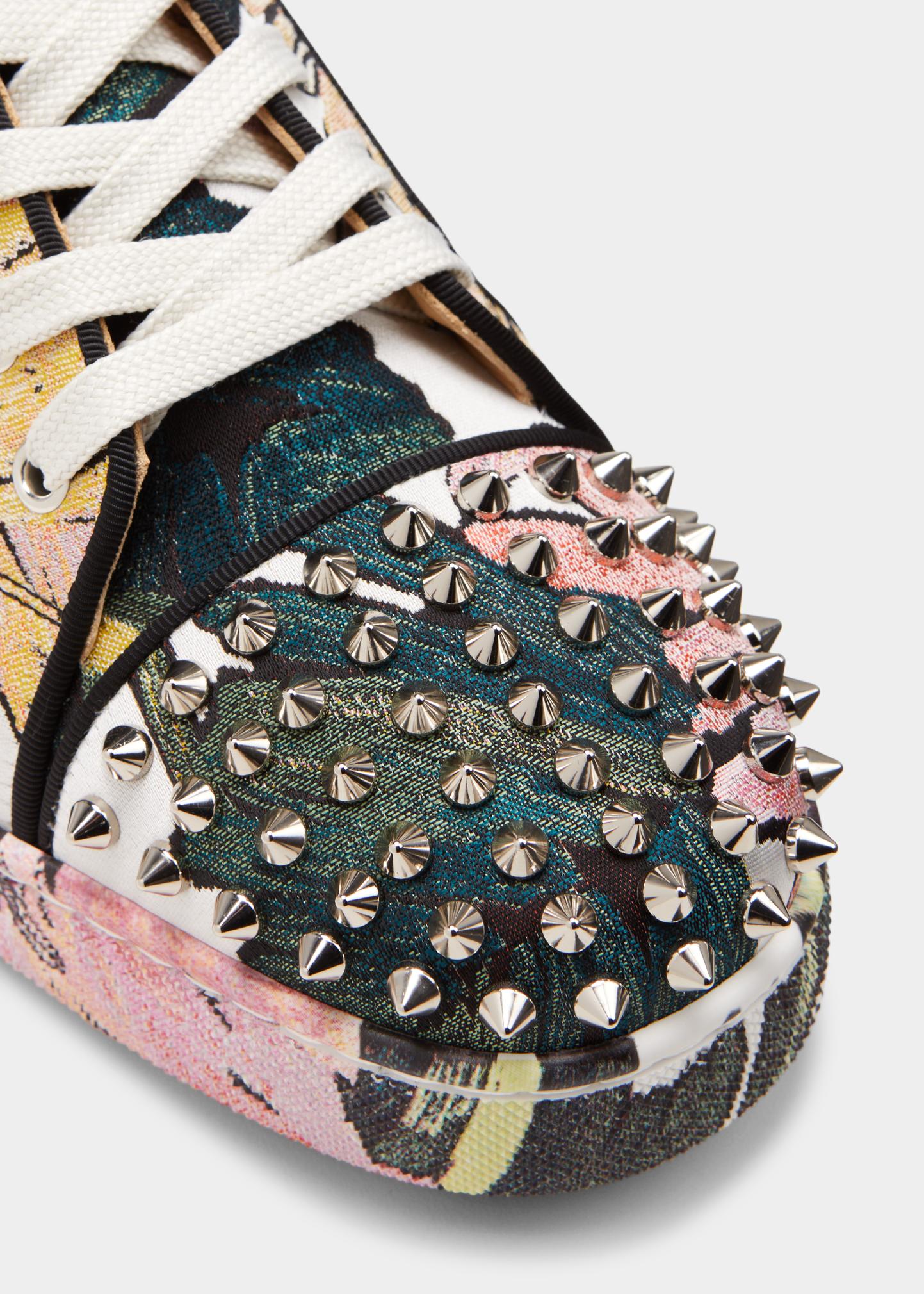 Christian Louboutin mens floral spiked sneakers Christian Louboutin Multicolor Floral Fabric Fun Louis  main image 3