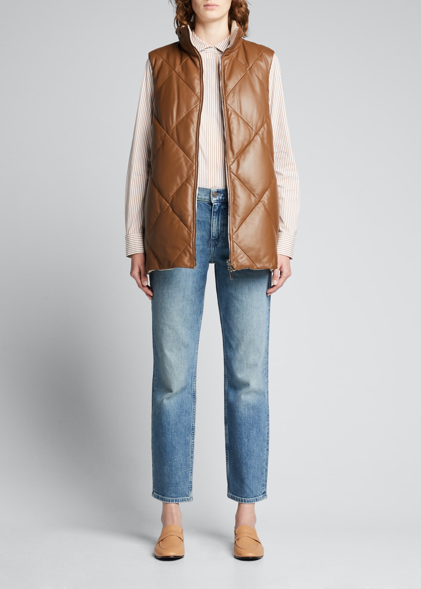 Lafayette 148 New York Albi Reversible Quilted Leather Down Vest