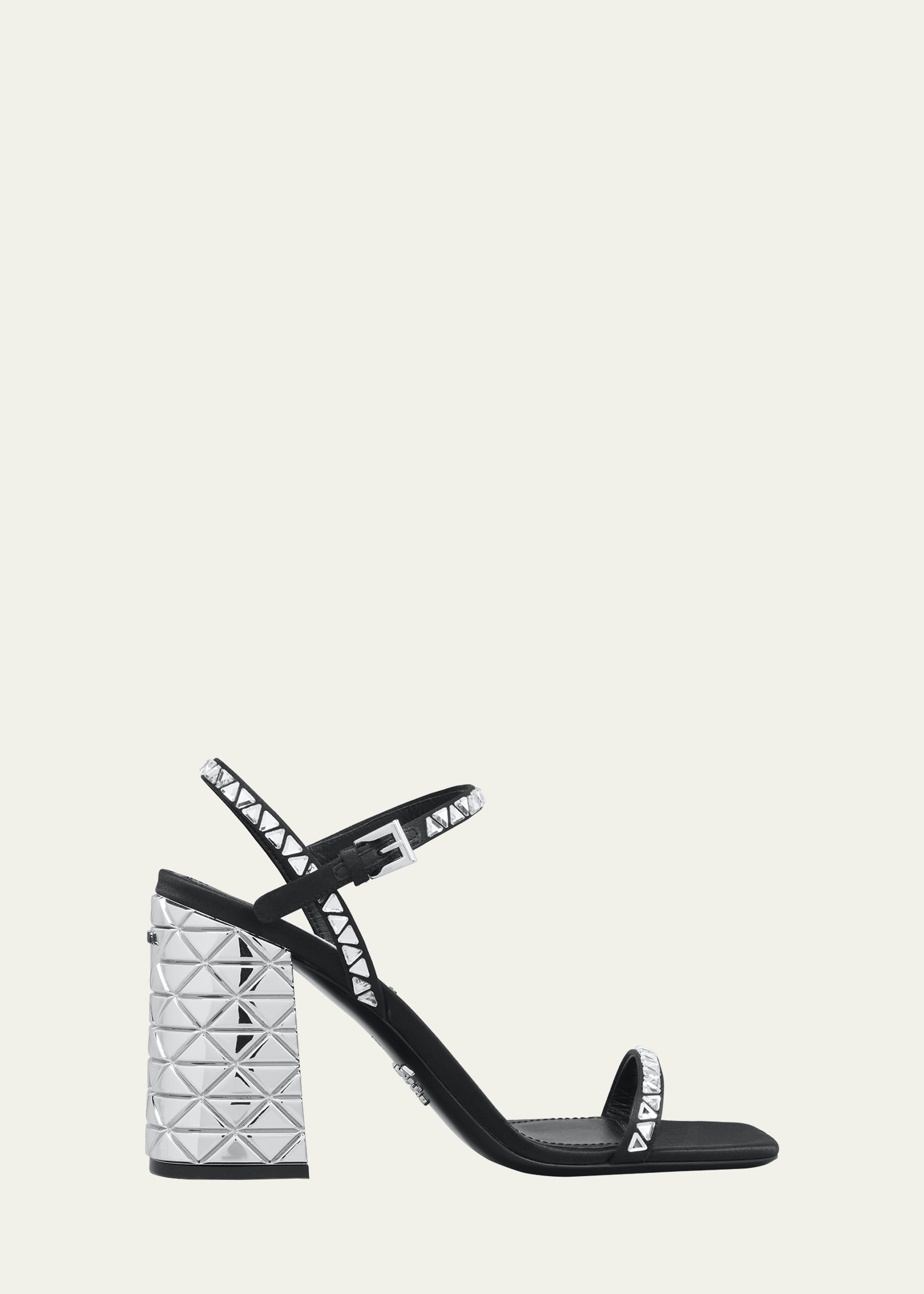 Miu Miu Metallic Crystal Block-Heel Sandals - Bergdorf Goodman