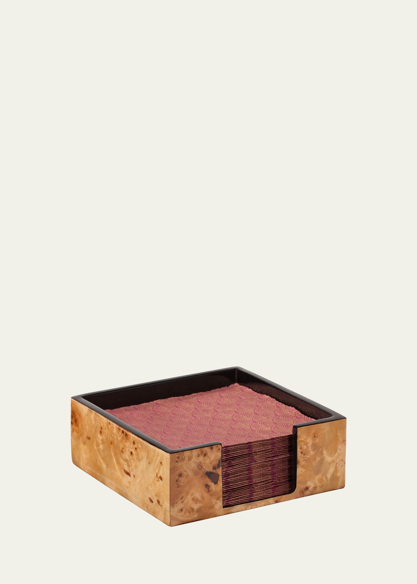 Burl Veneer Cocktail Napkin Holder