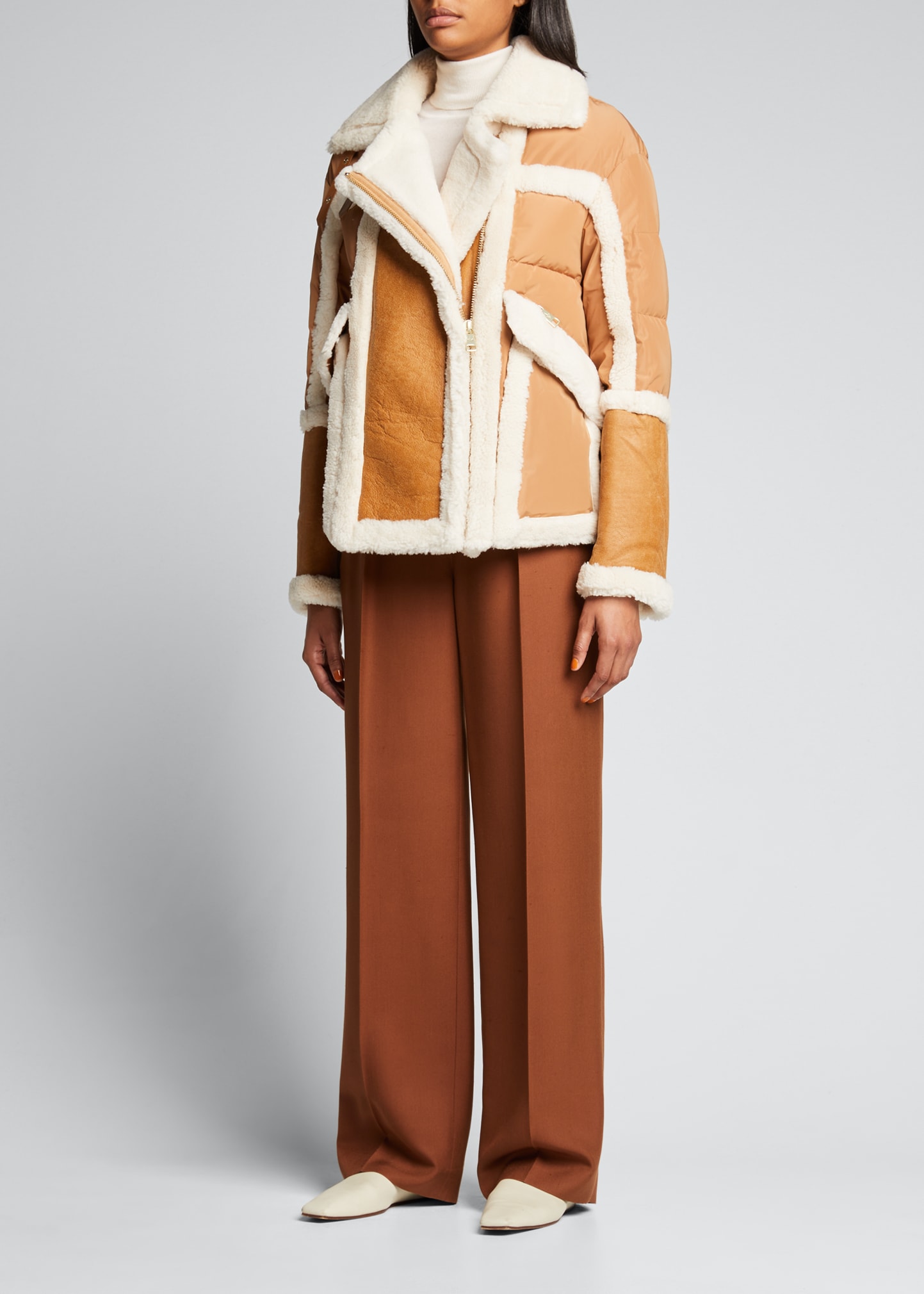 Nicole Benisti Garnier Suede & Shearling Fur Puffer Jacket