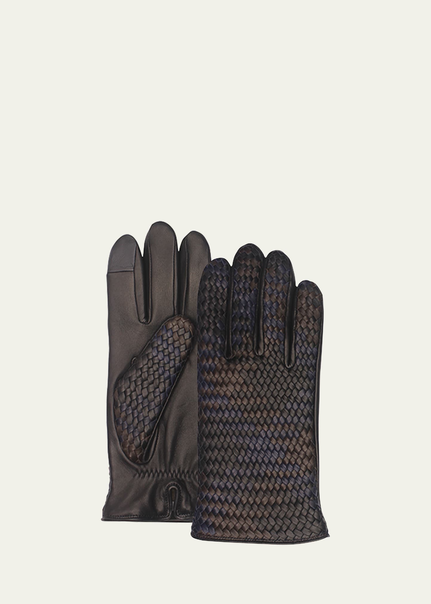 Agnelle Men's Woven Leather Gloves