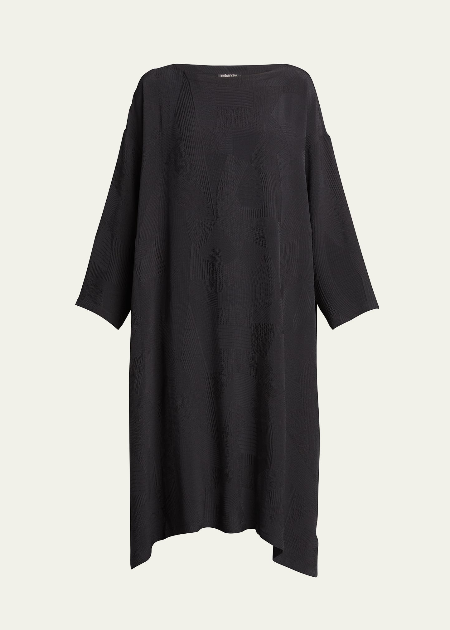 Eskandar Abstract Silk Jacquard Wide Midi Dress