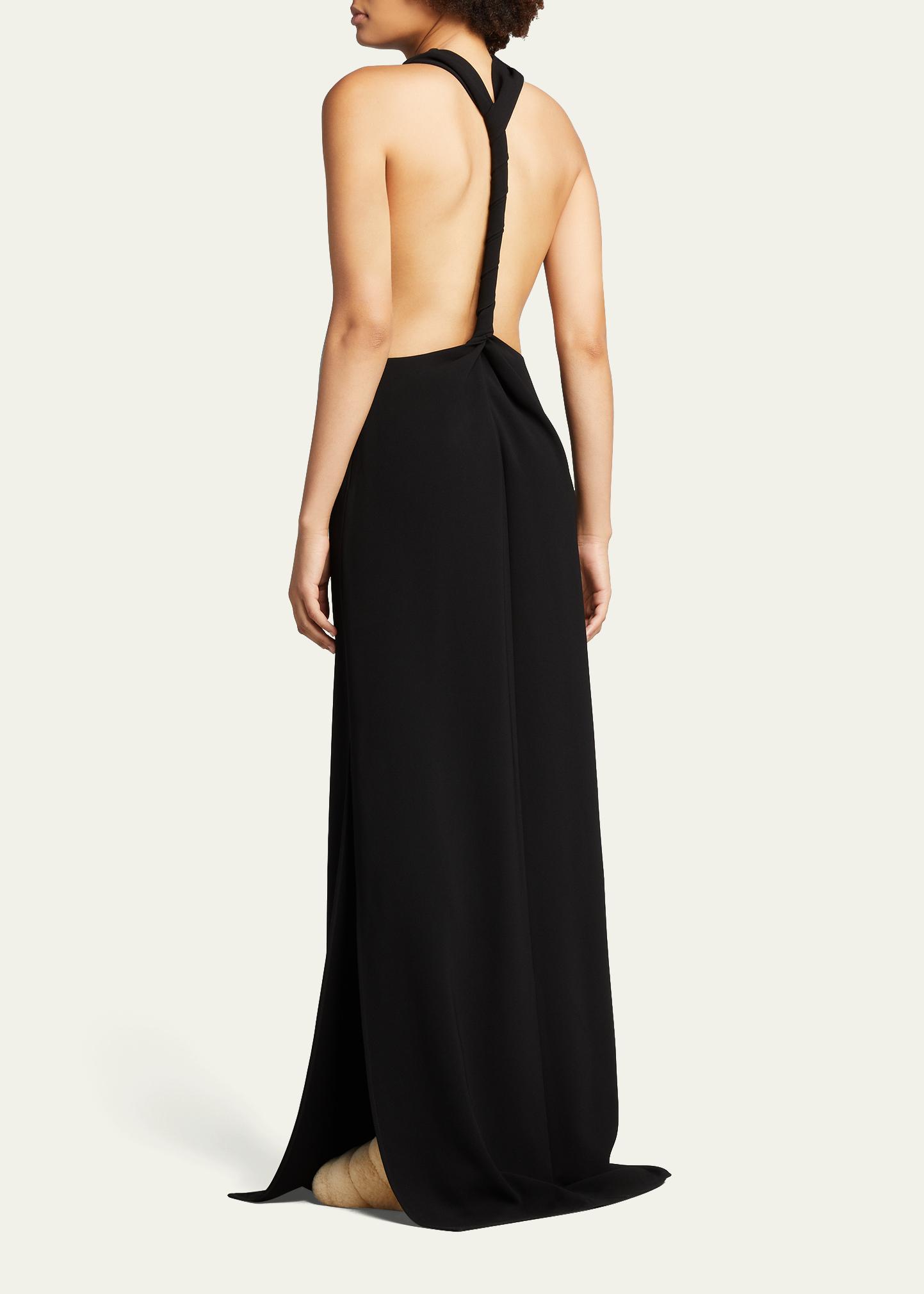 proenza schouler matte crepe backless dress Halter-Neck Gown south of somewhere evening potential European And American Style Color:Dark Brown