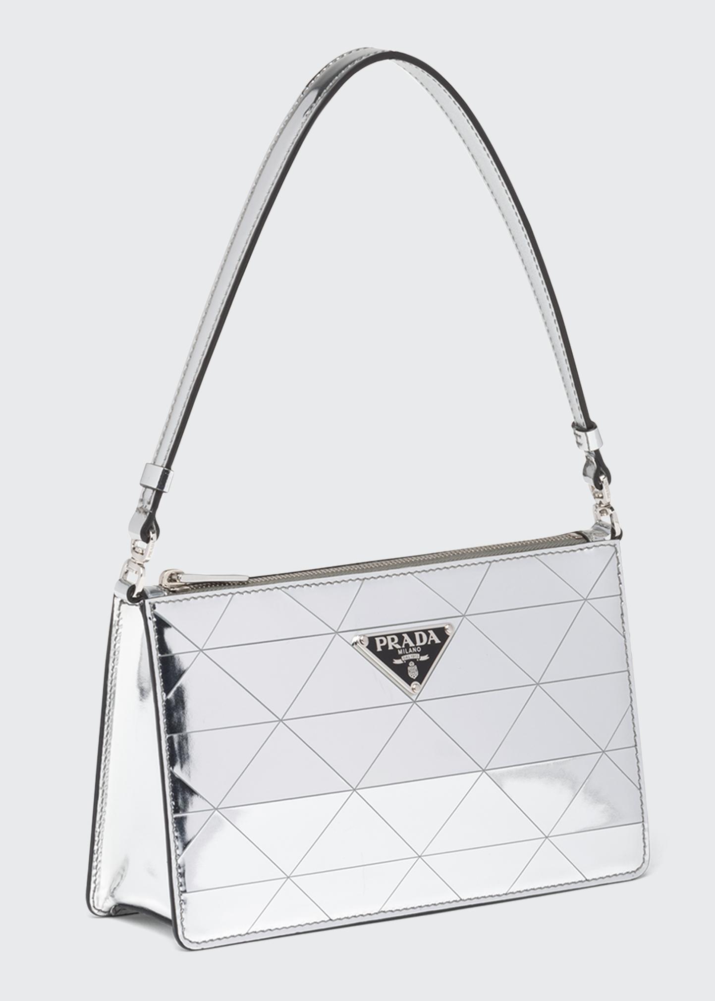 Prada Spazzolato Metallic Triangle Shoulder Bag - Bergdorf Goodman