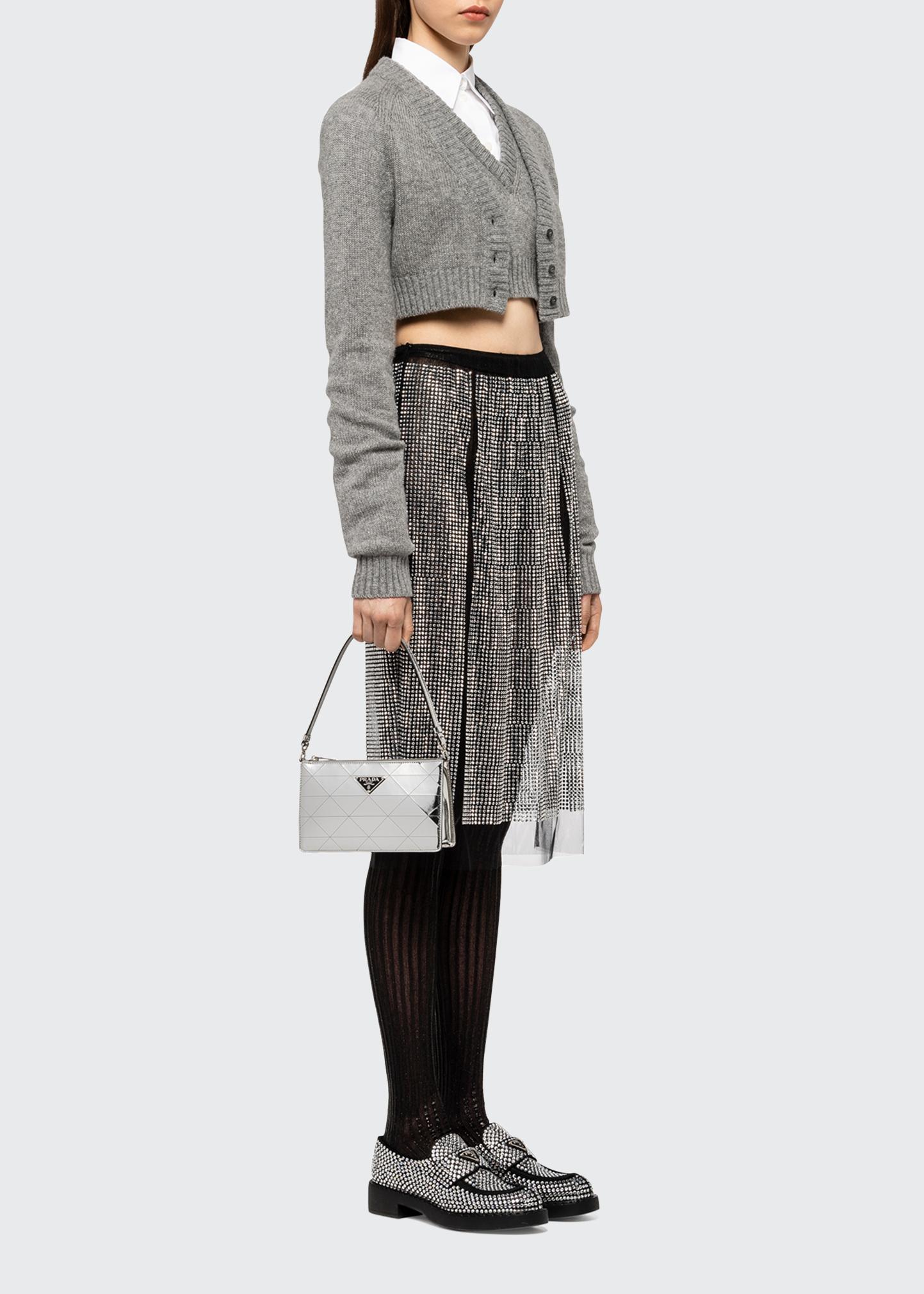 Prada Spazzolato Metallic Triangle Shoulder Bag - Bergdorf Goodman