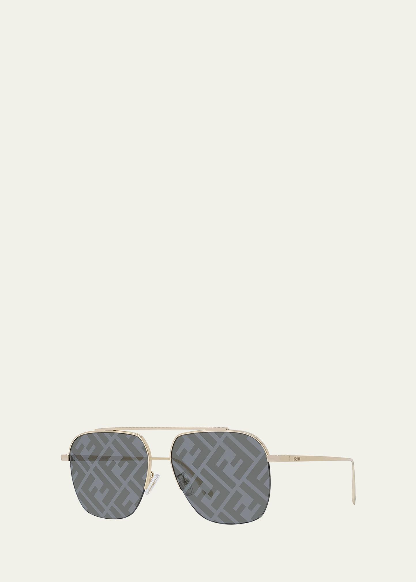 Fendi Travel Ruthenium Colored Sunglasses NEW FF Zucca Logo Pilot Aviator Silver Fendi First Crystal - Gray | FENDI US main image 3