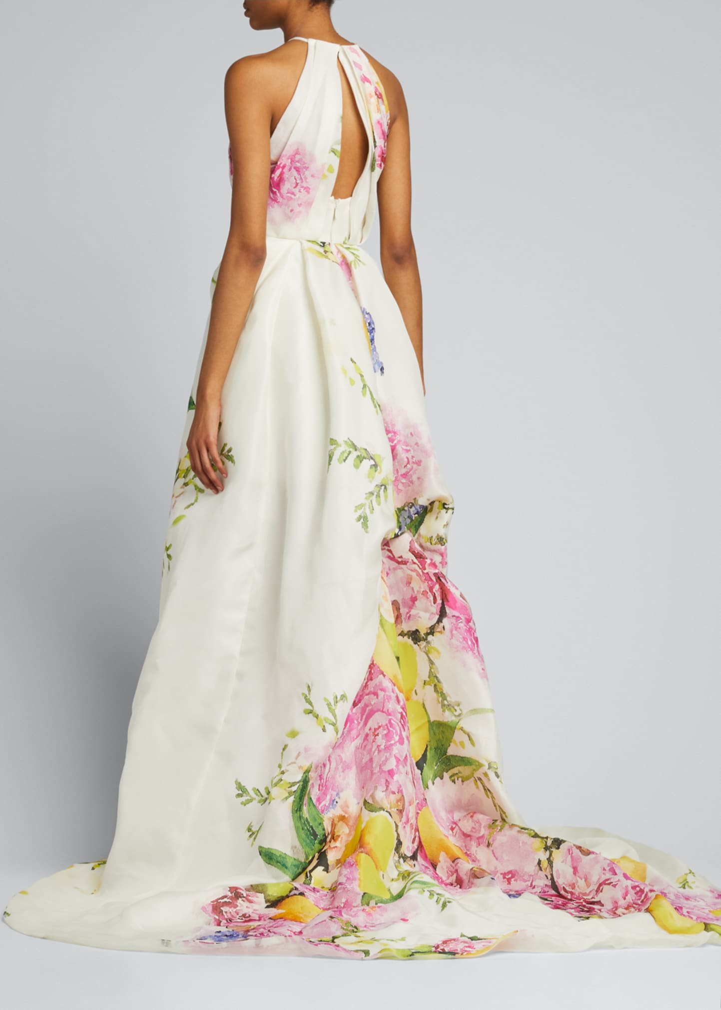 Monique Lhuillier Citrus Floral Halter Silk Ball Gown - Bergdorf Goodman