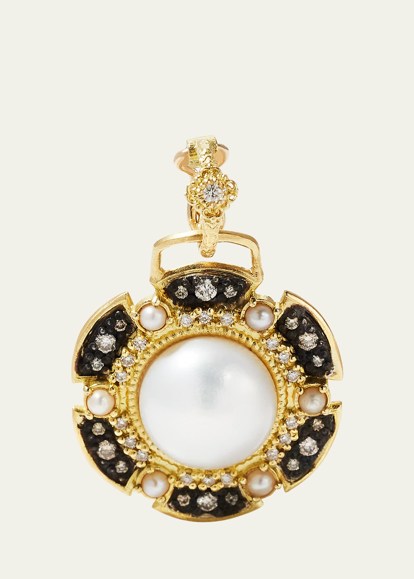 Armenta Old World 11mm Round Pearl Enhancer with Diamonds and Pearls