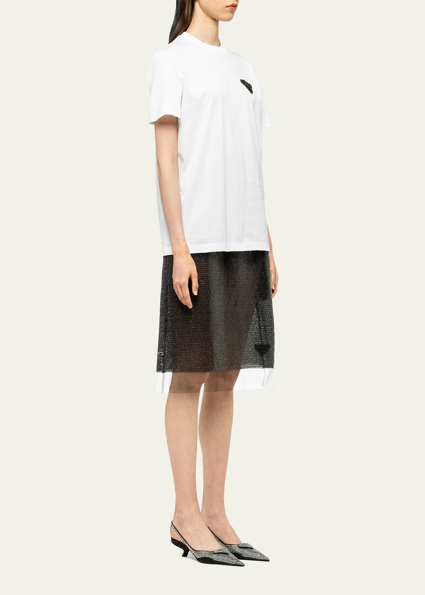 Prada Embellished Logo Jersey T-Shirt - Bergdorf Goodman