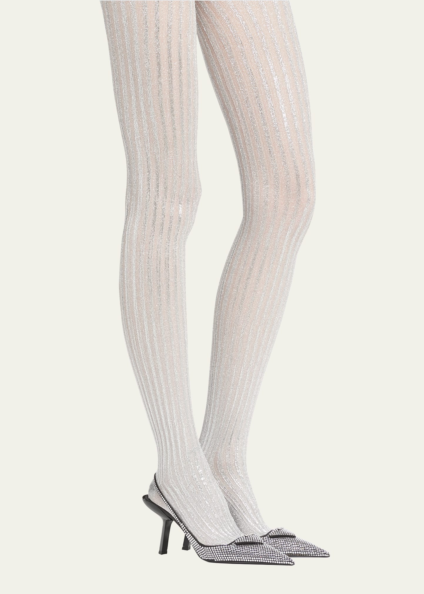 Prada Striped Metallic Tights