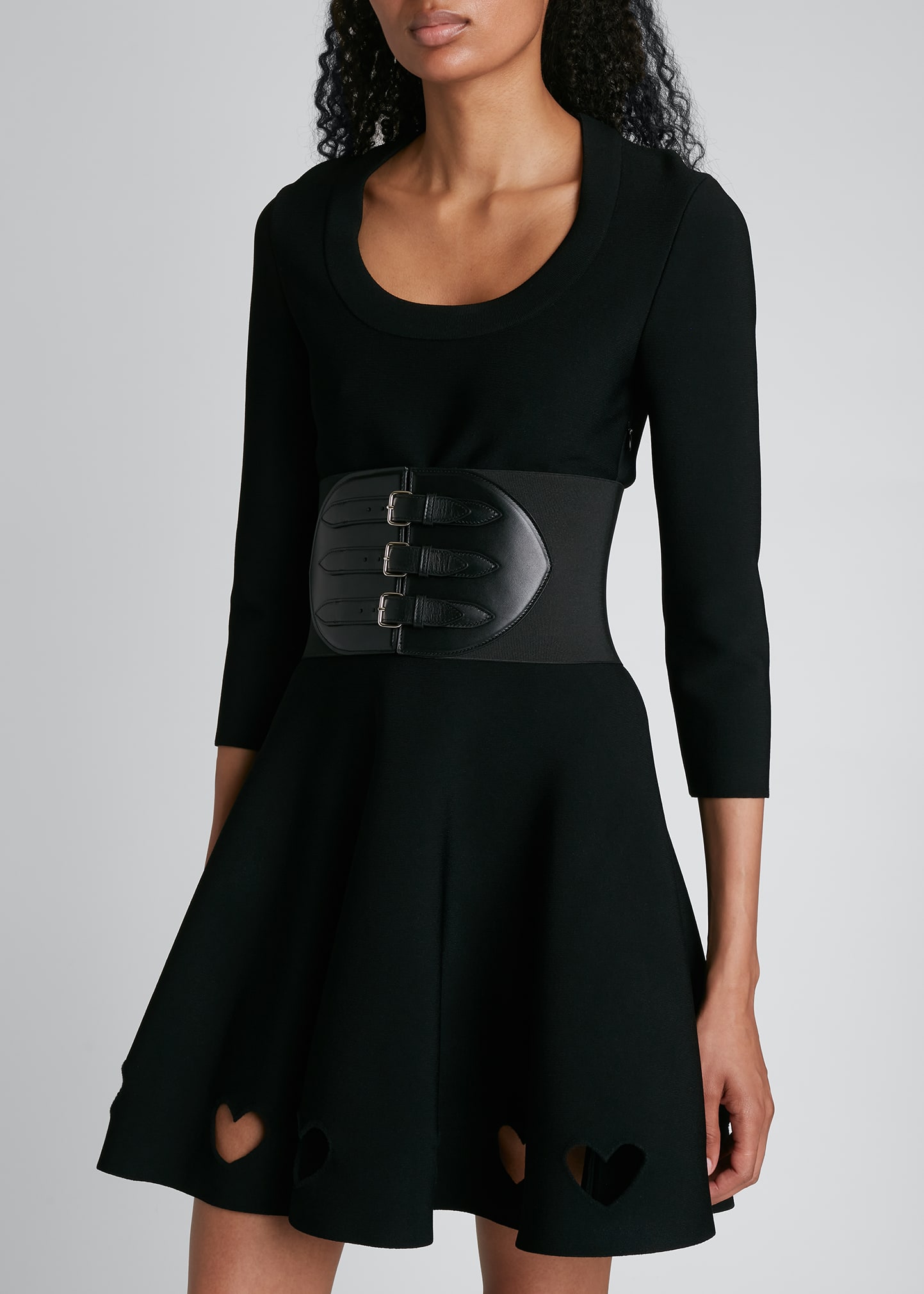 ALAIA Triple-Buckle Leather Corset Elastic Belt - Bergdorf