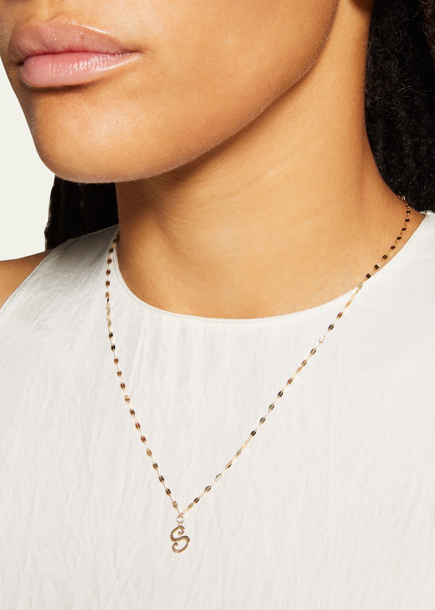 Lana 14K Gold Micro Cursive Initial Necklace Bergdorf Goodman