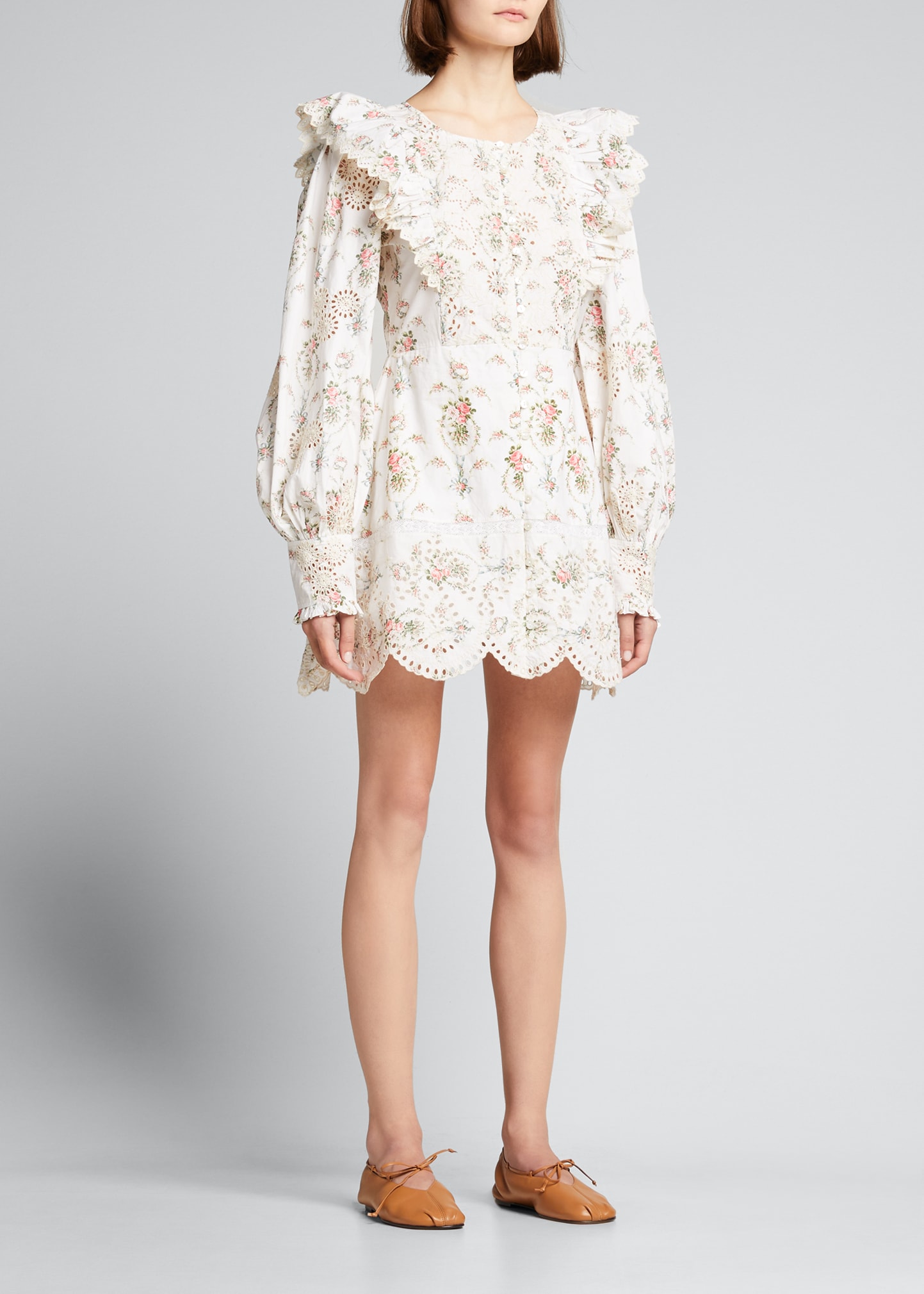 LoveShackFancy Archer Floral Eyelet Long Dress - Bergdorf Goodman