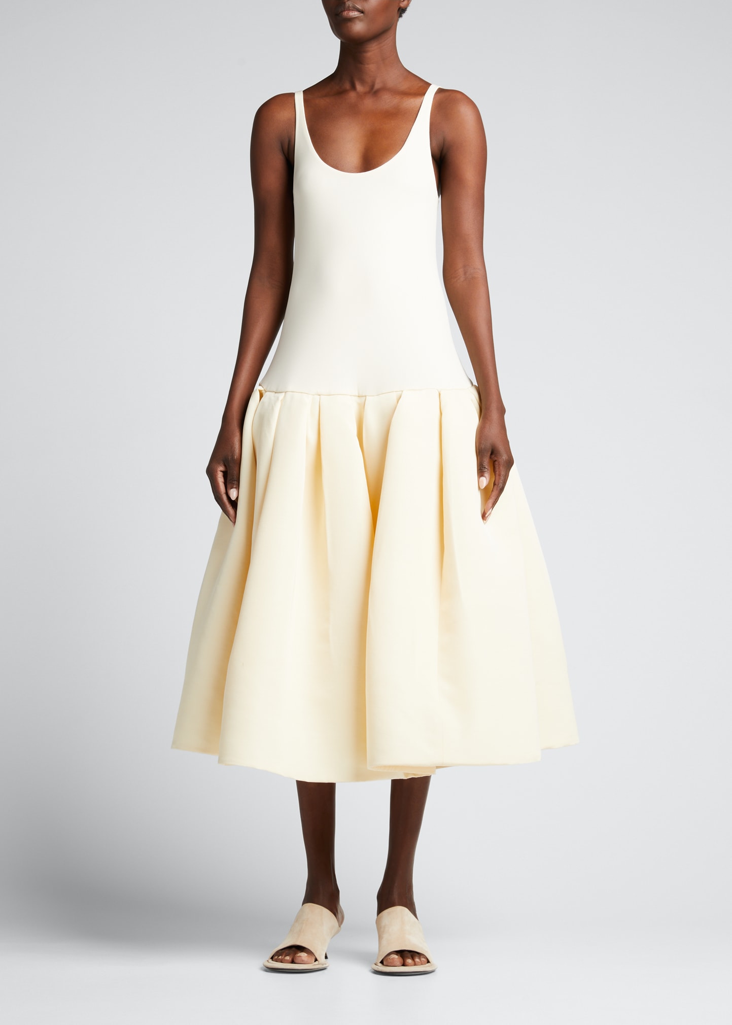 sachin and babi light blue dress Drop-waist Midi Dress In Striped Cotton Poplin For Women main image 1