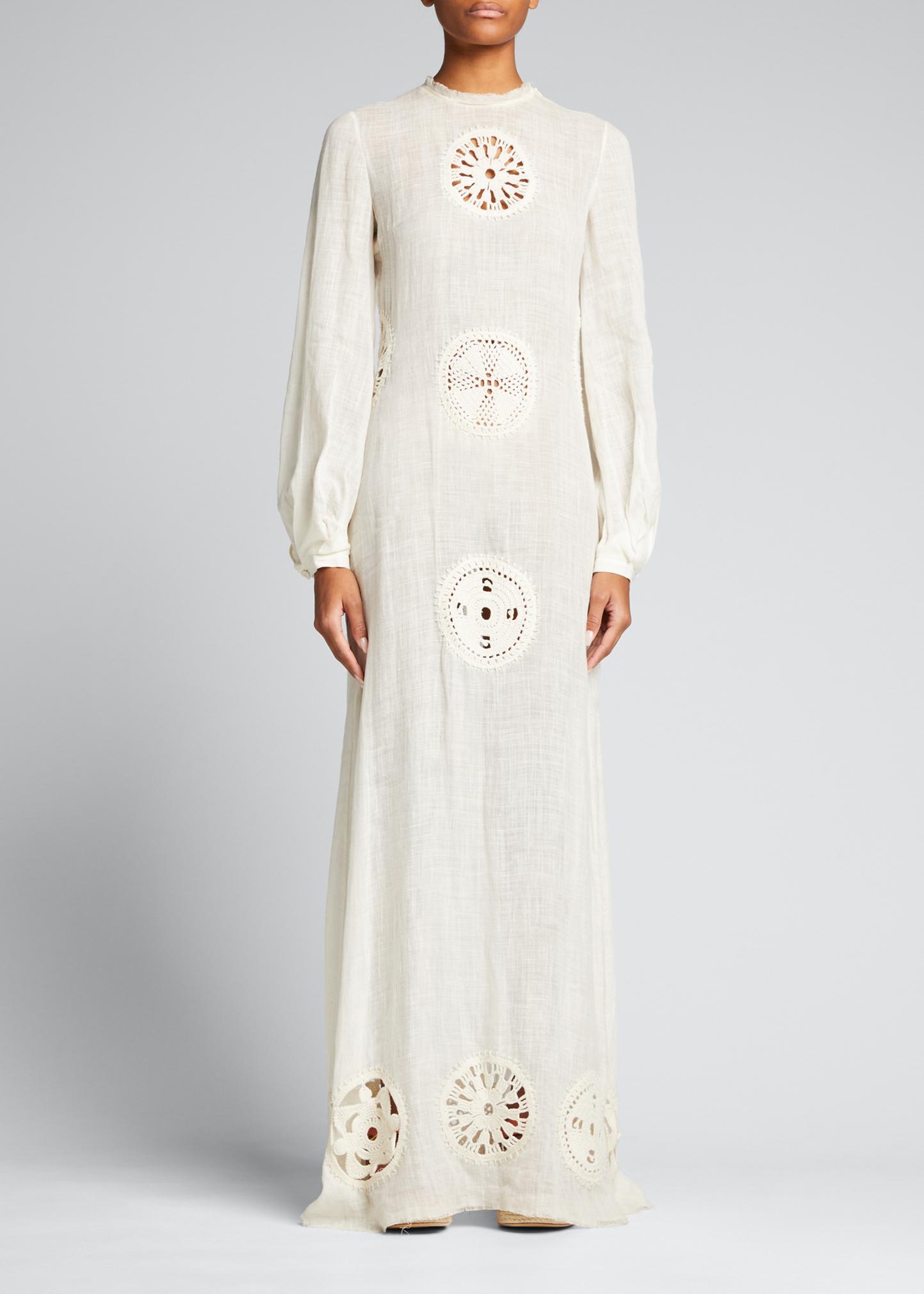 Gabriela Hearst Alex Crochet Cutout Linen-Silk Maxi Dress