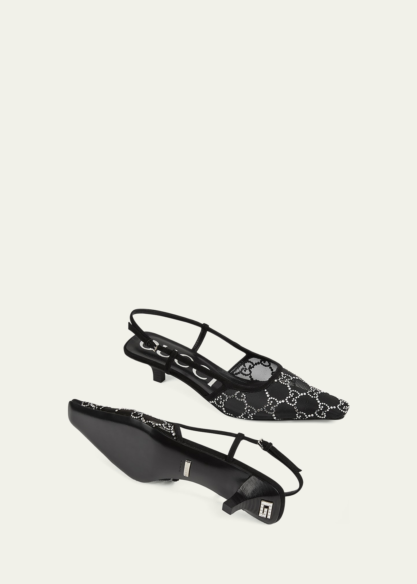 【GUCCI】gucci tom pump ld32 GUCCI Tom GG Crystal-Embellished Slingback Pumps | endource