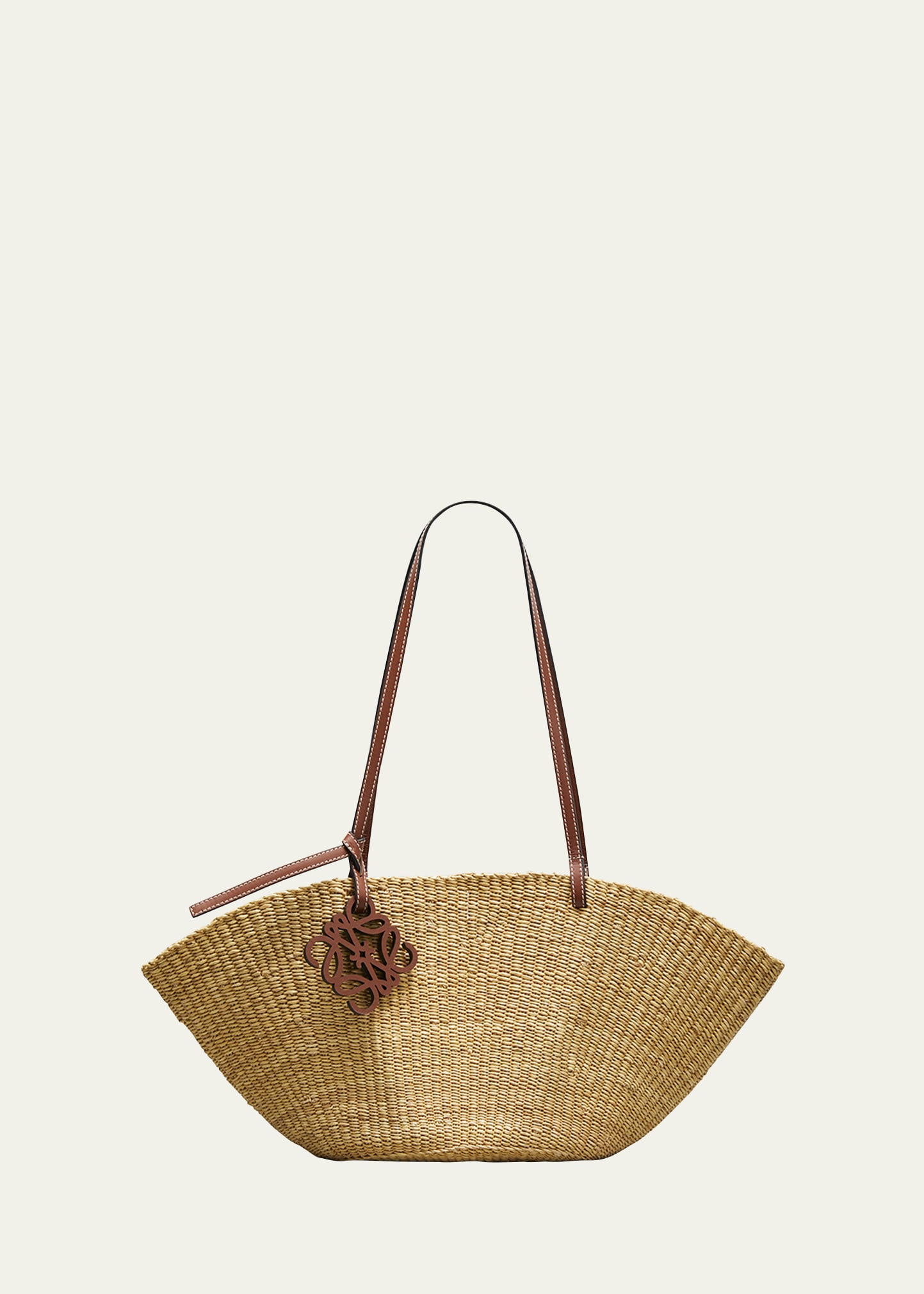 Loewe Shell Basket Bag Small in Elephant Grass with Leather