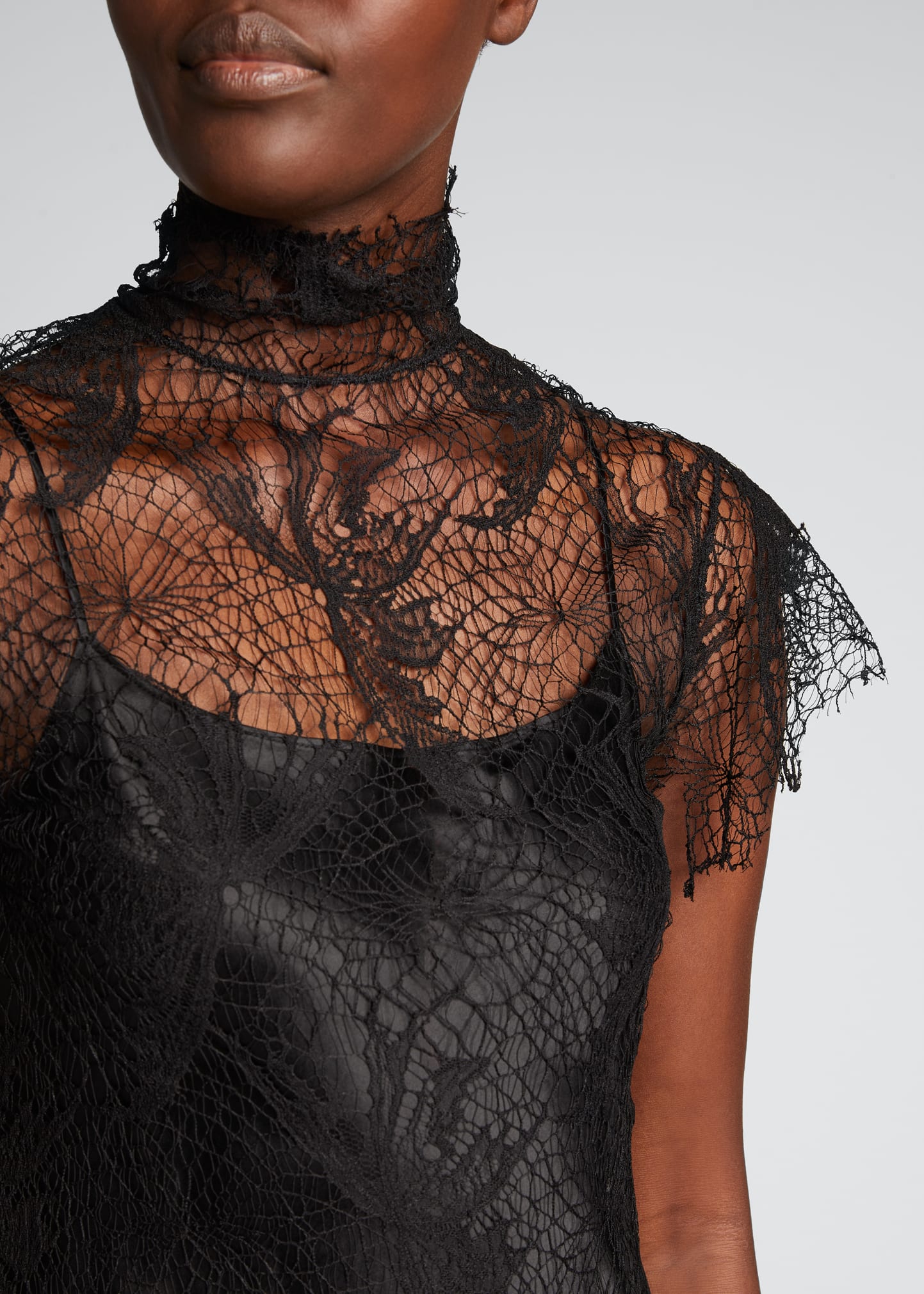 maison margiela embroidered lace high neck dress Maison Margiela // Embroidered Lace Midi Dress – VSP Consignment main image 1