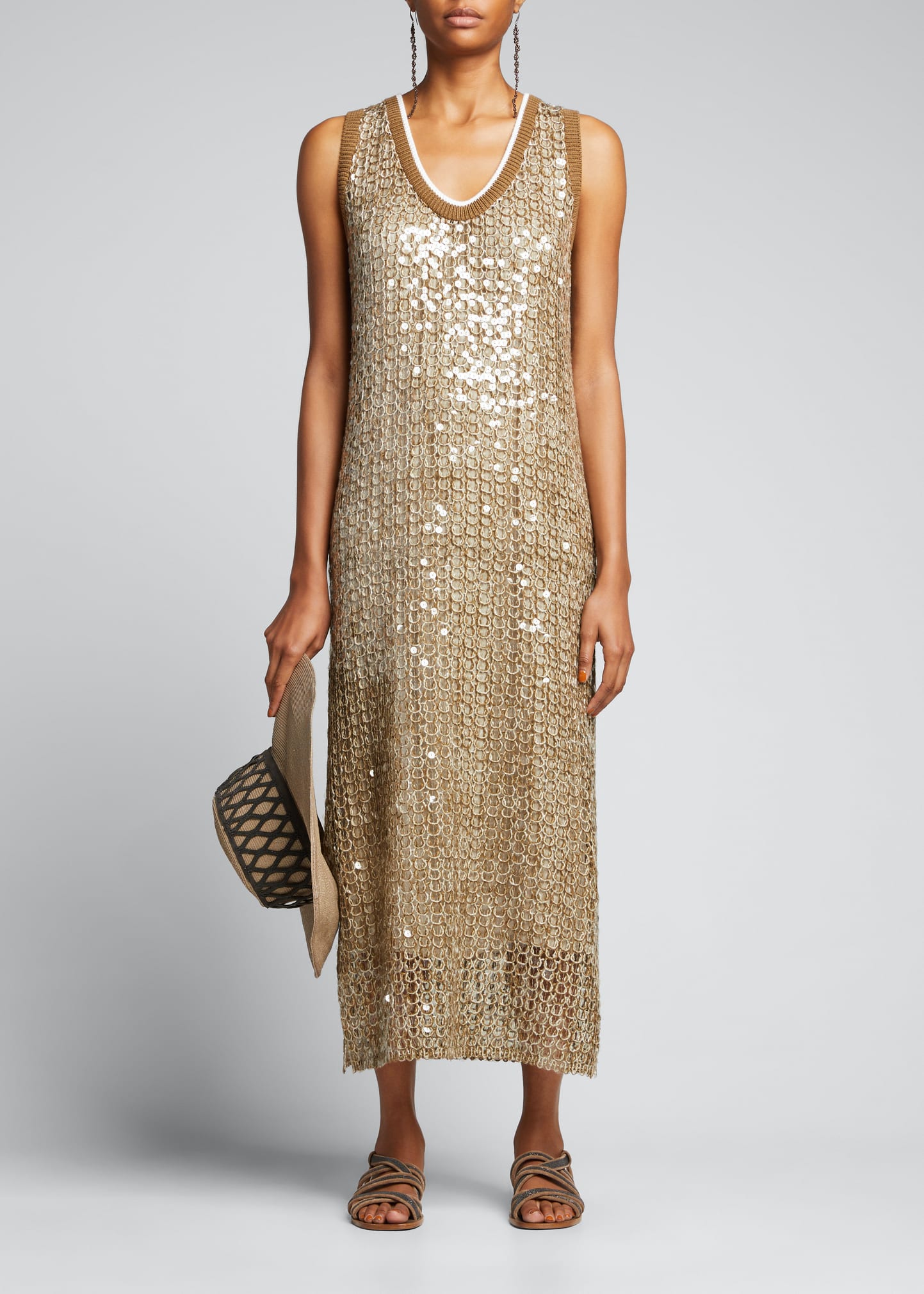 sleeveless sequin gown