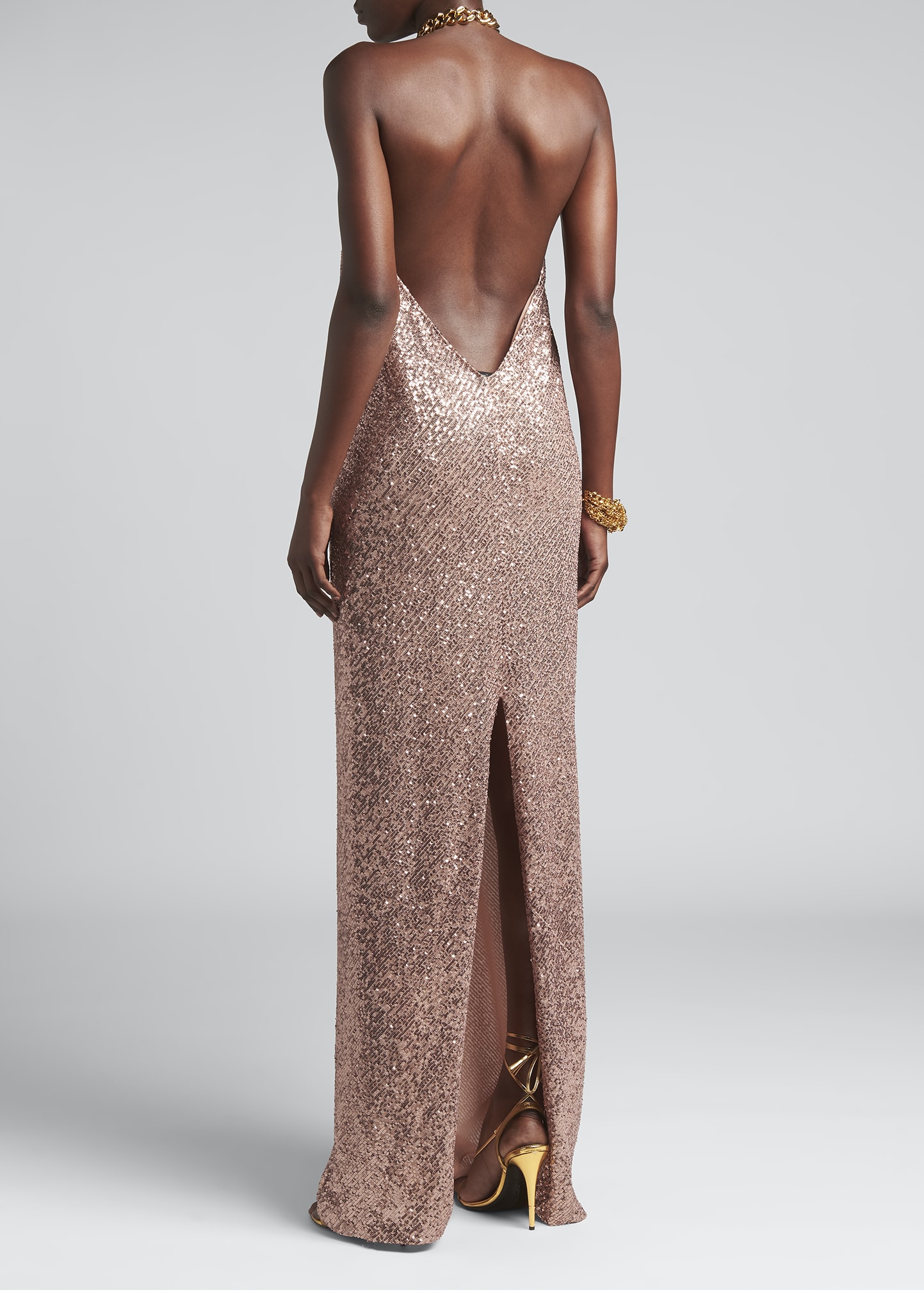 TOM FORD Chain Halter-Neck Sequin Gown - Bergdorf Goodman