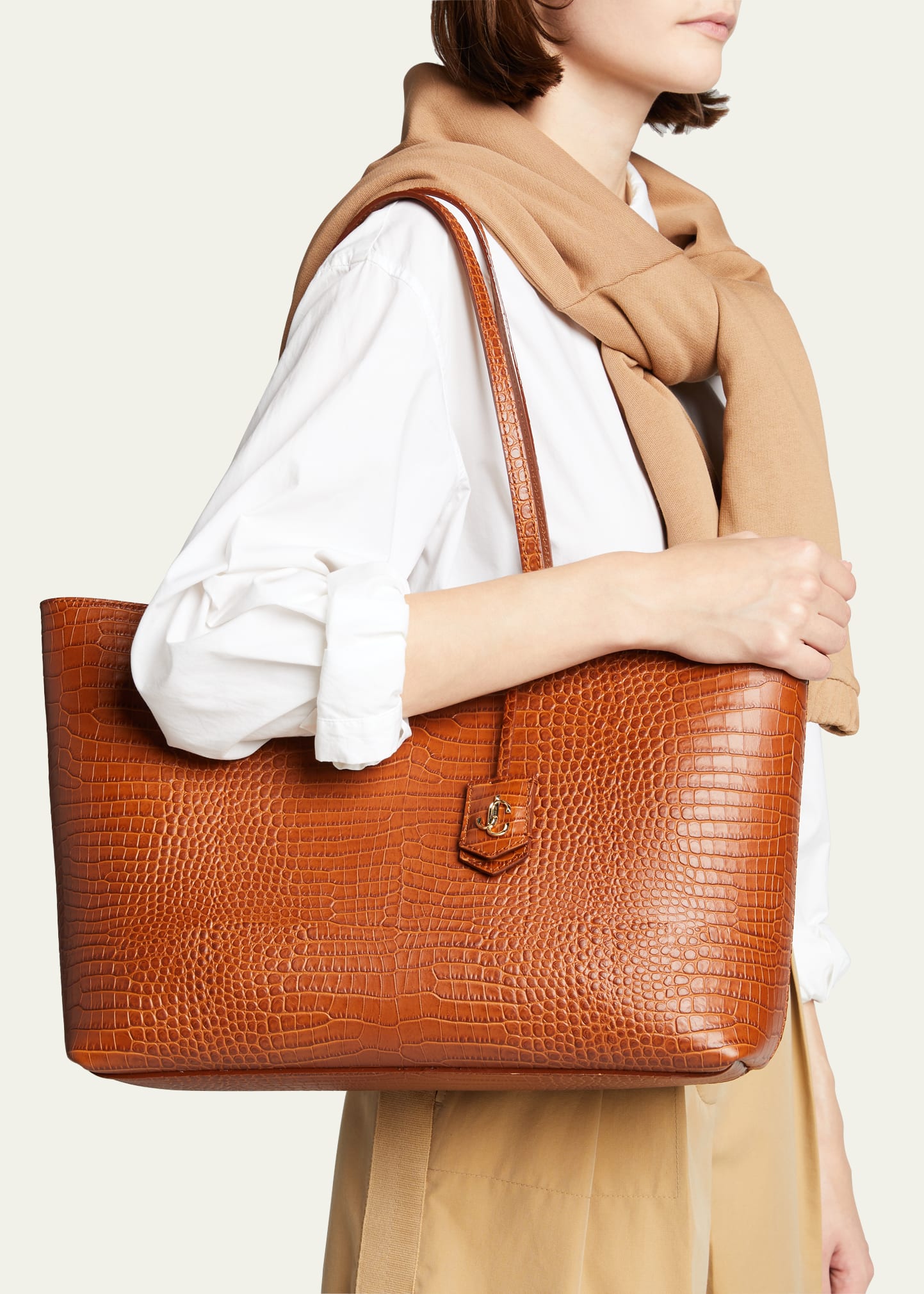 Jimmy Choo Nine2Five East-West Croc-Embossed Tote Bag - Bergdorf