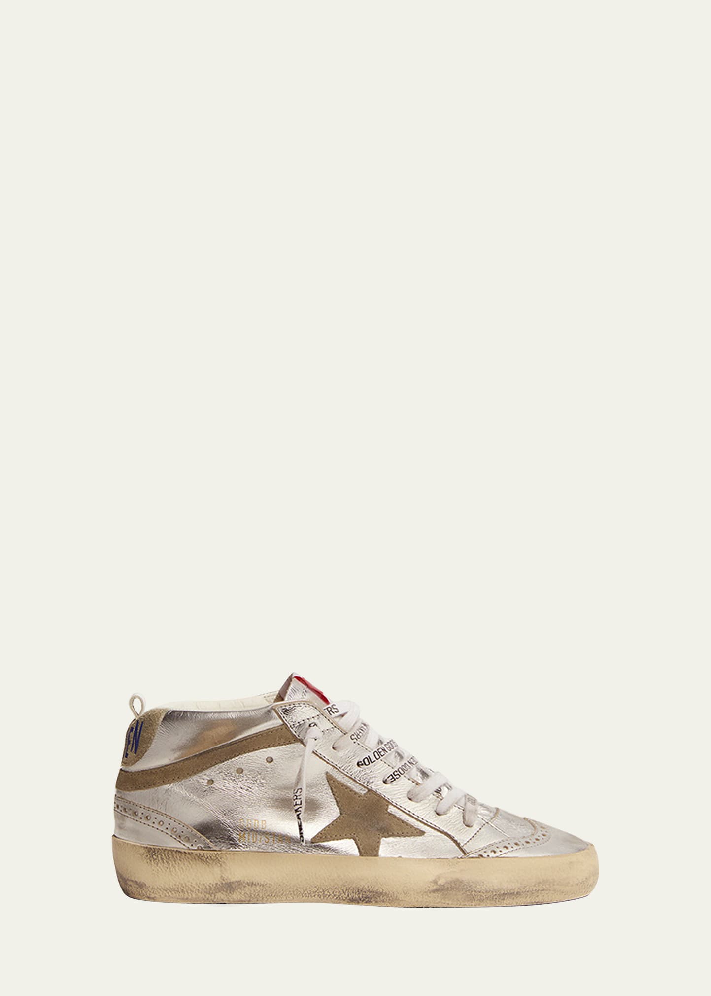 Golden Goose Mid Star Laminated Upper And Spur Suede Star And Wave Sneakers