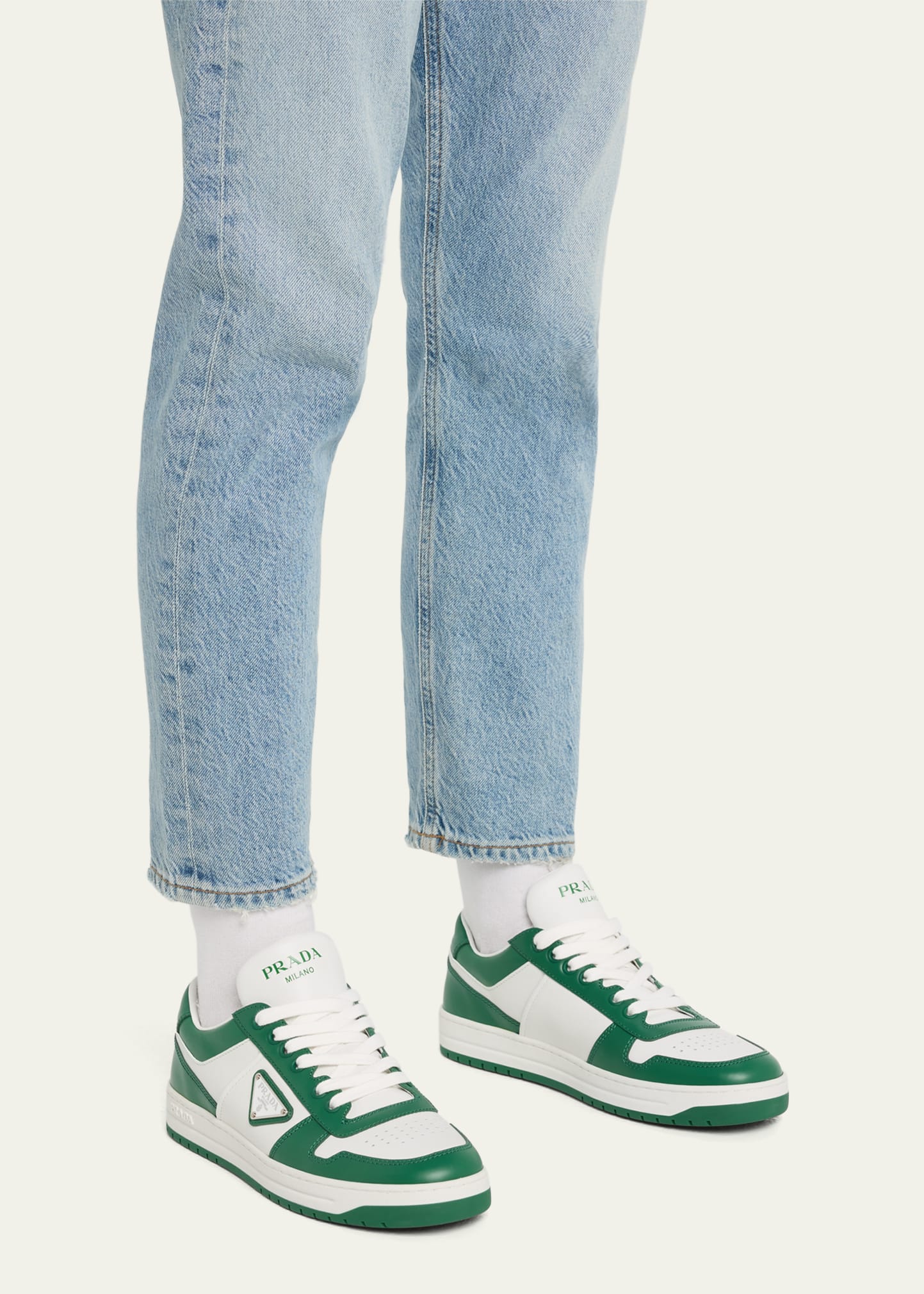 Prada Bicolor Leather Low-Top Court Sneakers - Bergdorf Goodman