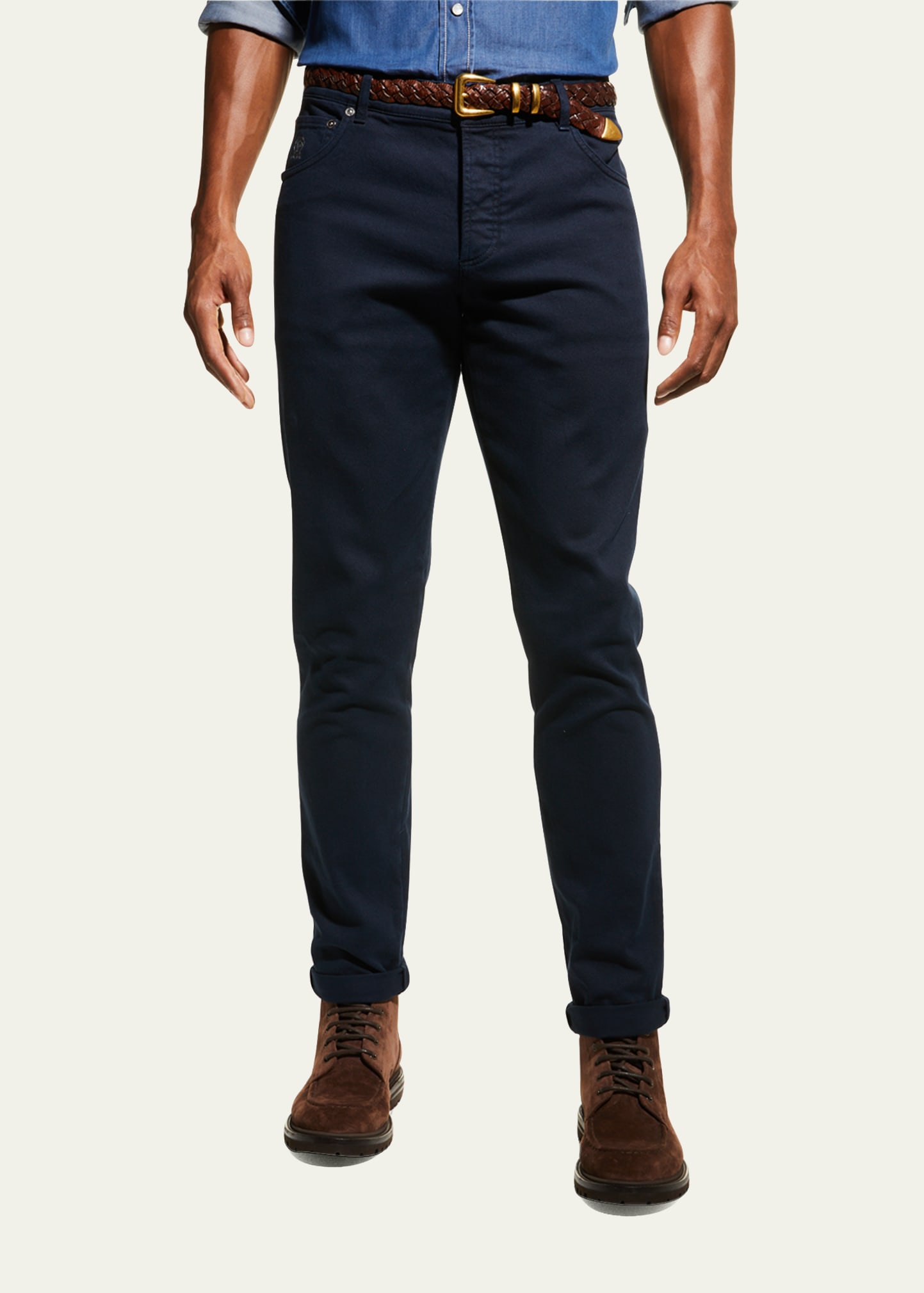 BRUNELLO CUCINELLI ホワイト スリムフィット デニム　48 Brunello Cucinelli Men's Bull Denim Skinny-Fit Pants