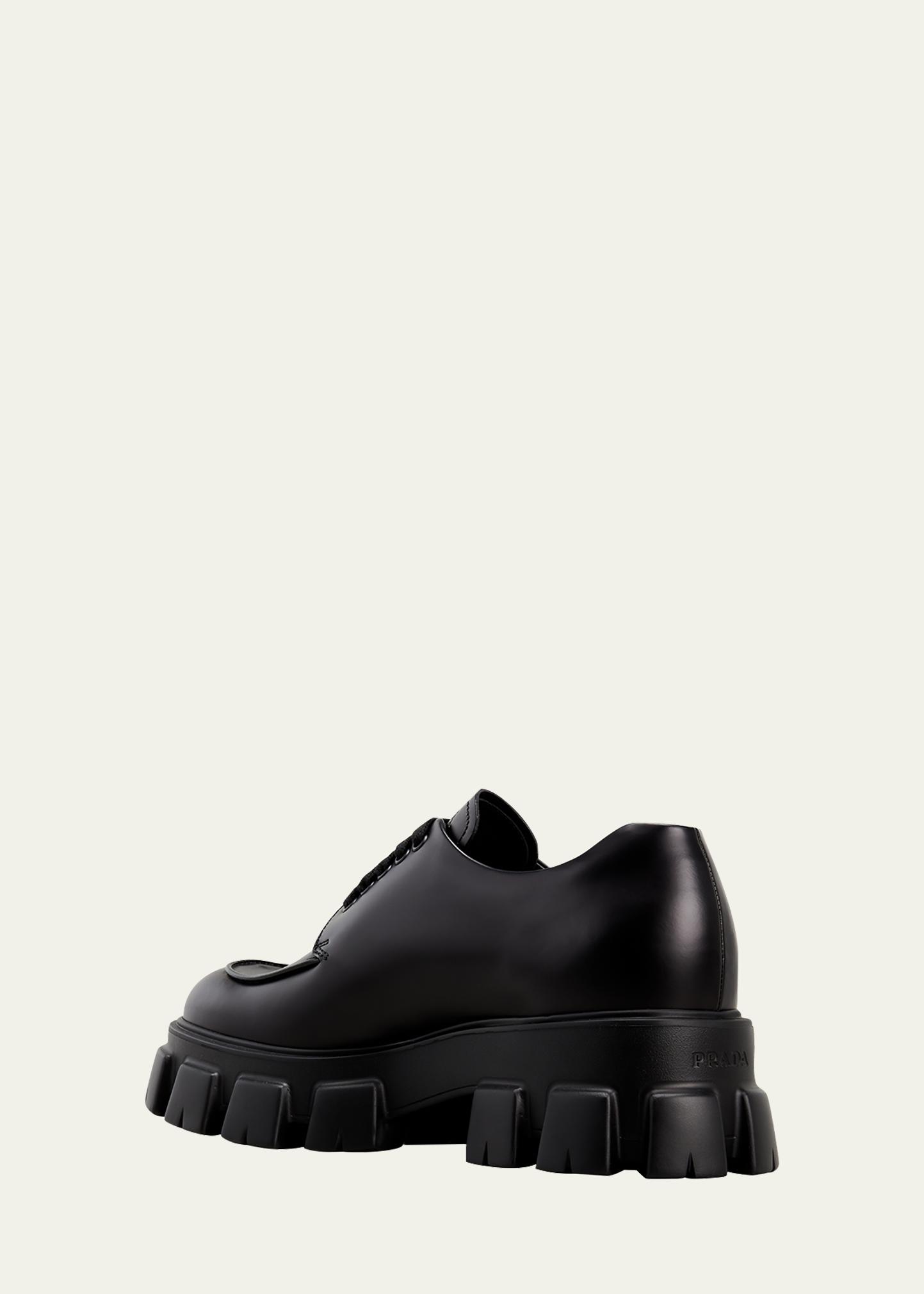 Prada Men\'s Monolith Brushed Leather Derby Shoes (US M 9) Prada Men main image 4