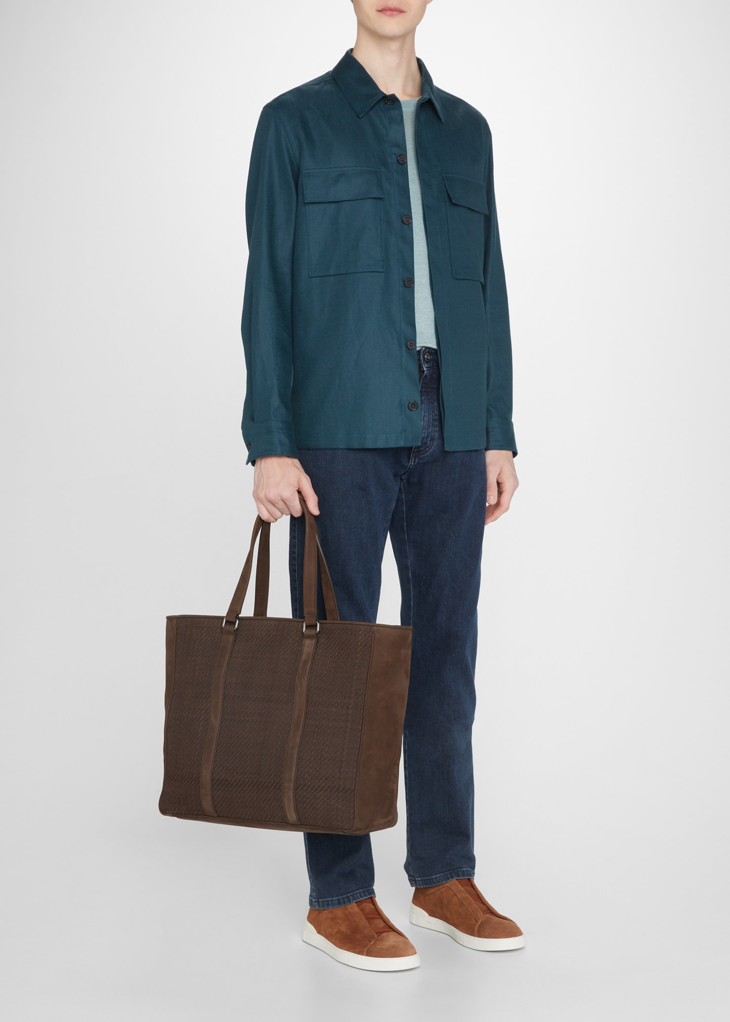 ZEGNA Men's Pelletessuta™ Soft Leather Tote Bag - Bergdorf Goodman