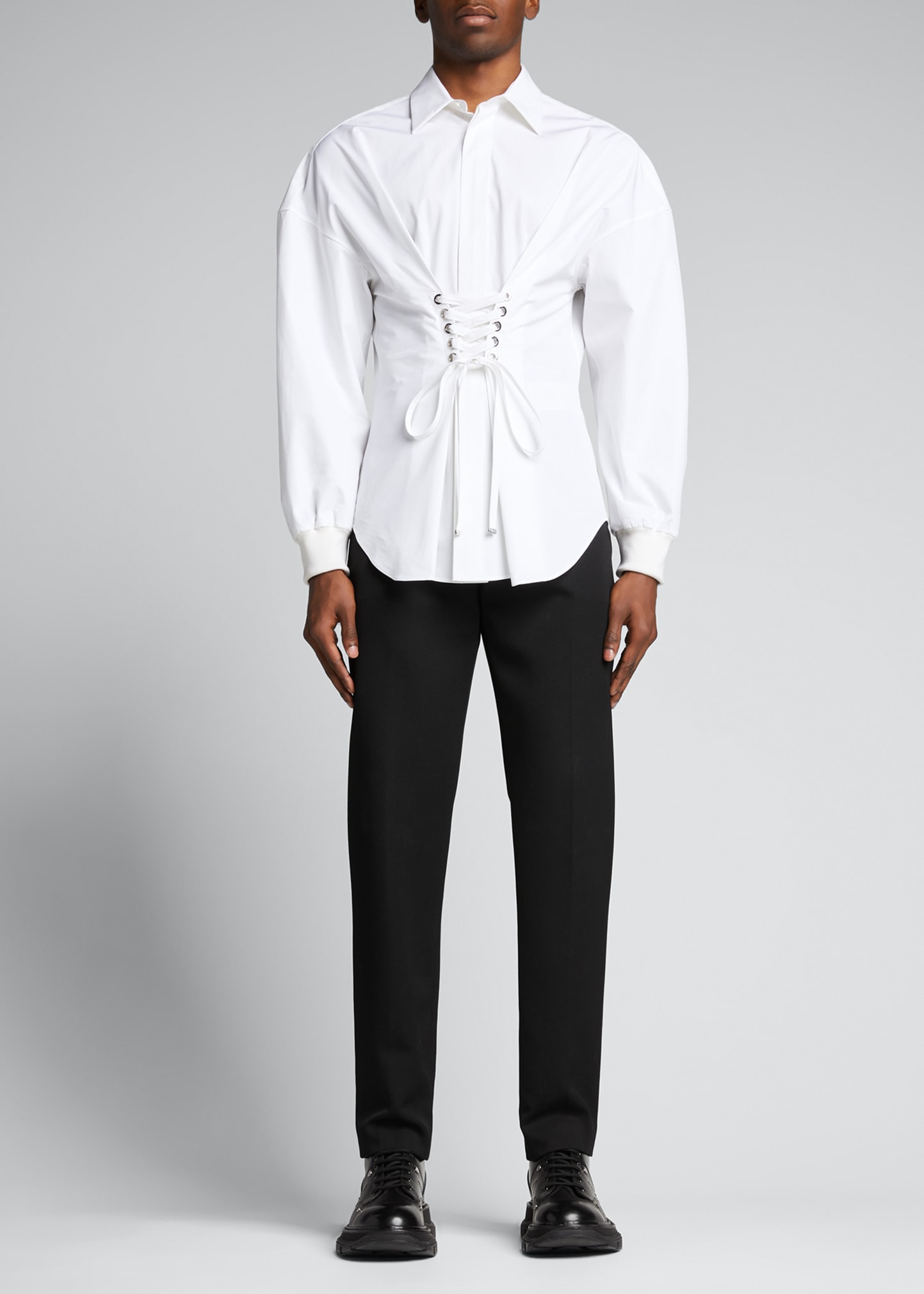 McQueen Men's Laced Corset Dress Shirt - Bergdorf Goodman