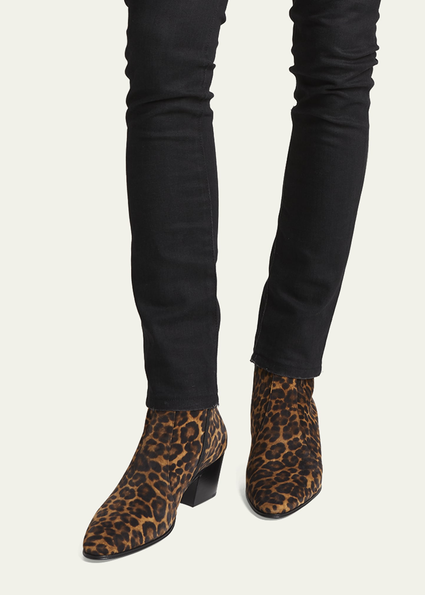 Saint Laurent Men's Leopard Print Boots Saint Laurent Men's