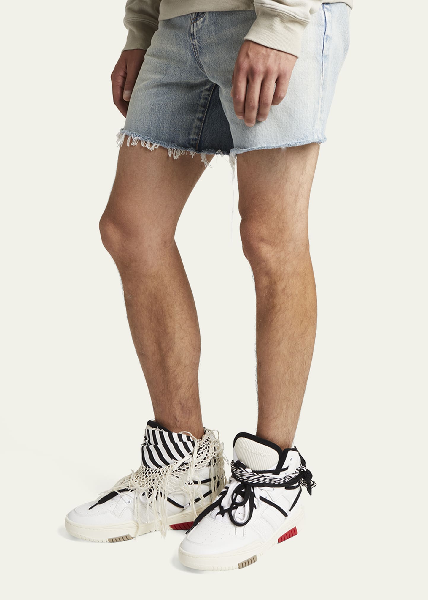 Saint Laurent Men's Cure 05 Lace-Wrapped High-Top Leather Sneakers