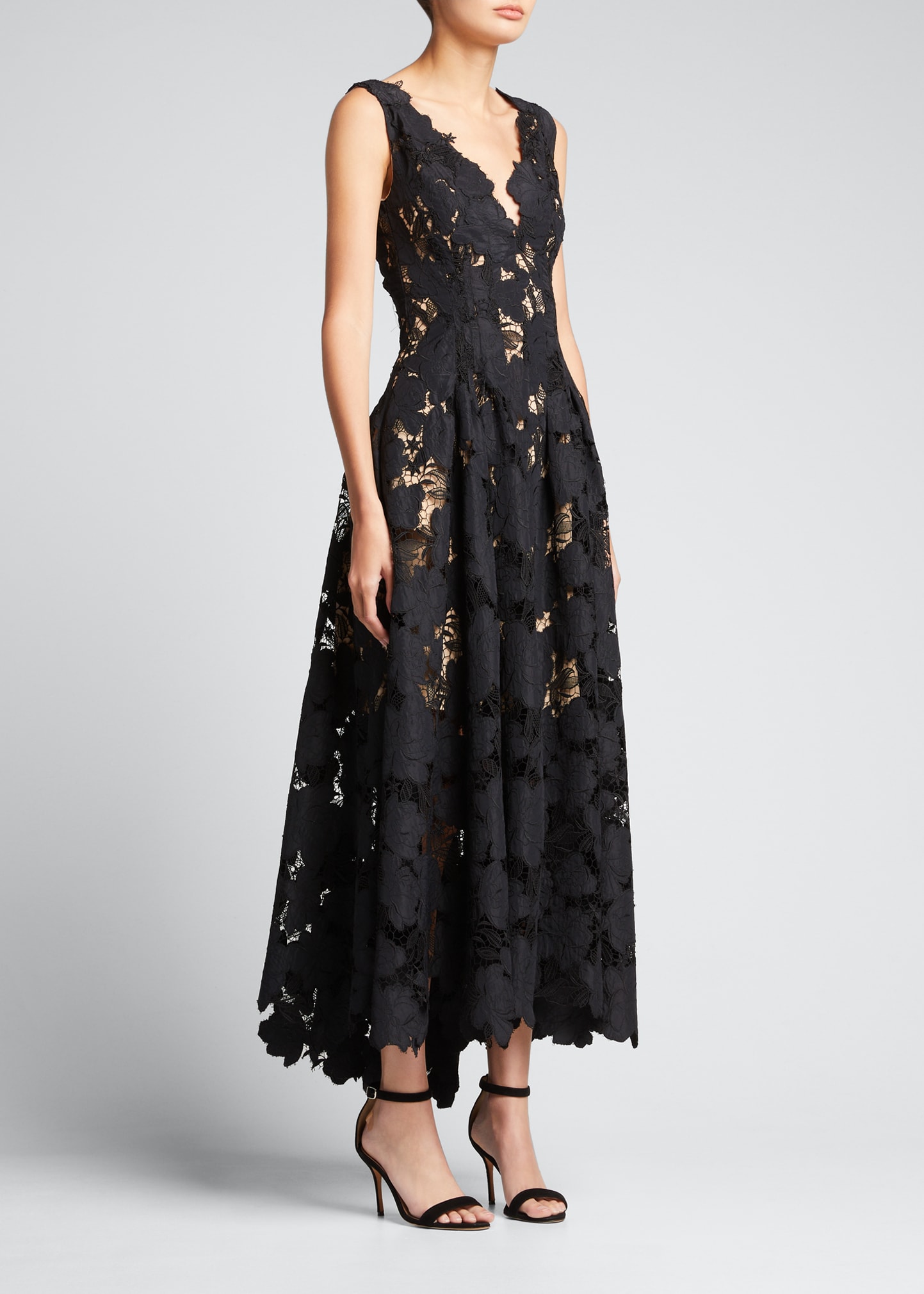 Oscar de la Renta Pintuck Magnolia Guipure Lace Dress - Bergdorf Goodman