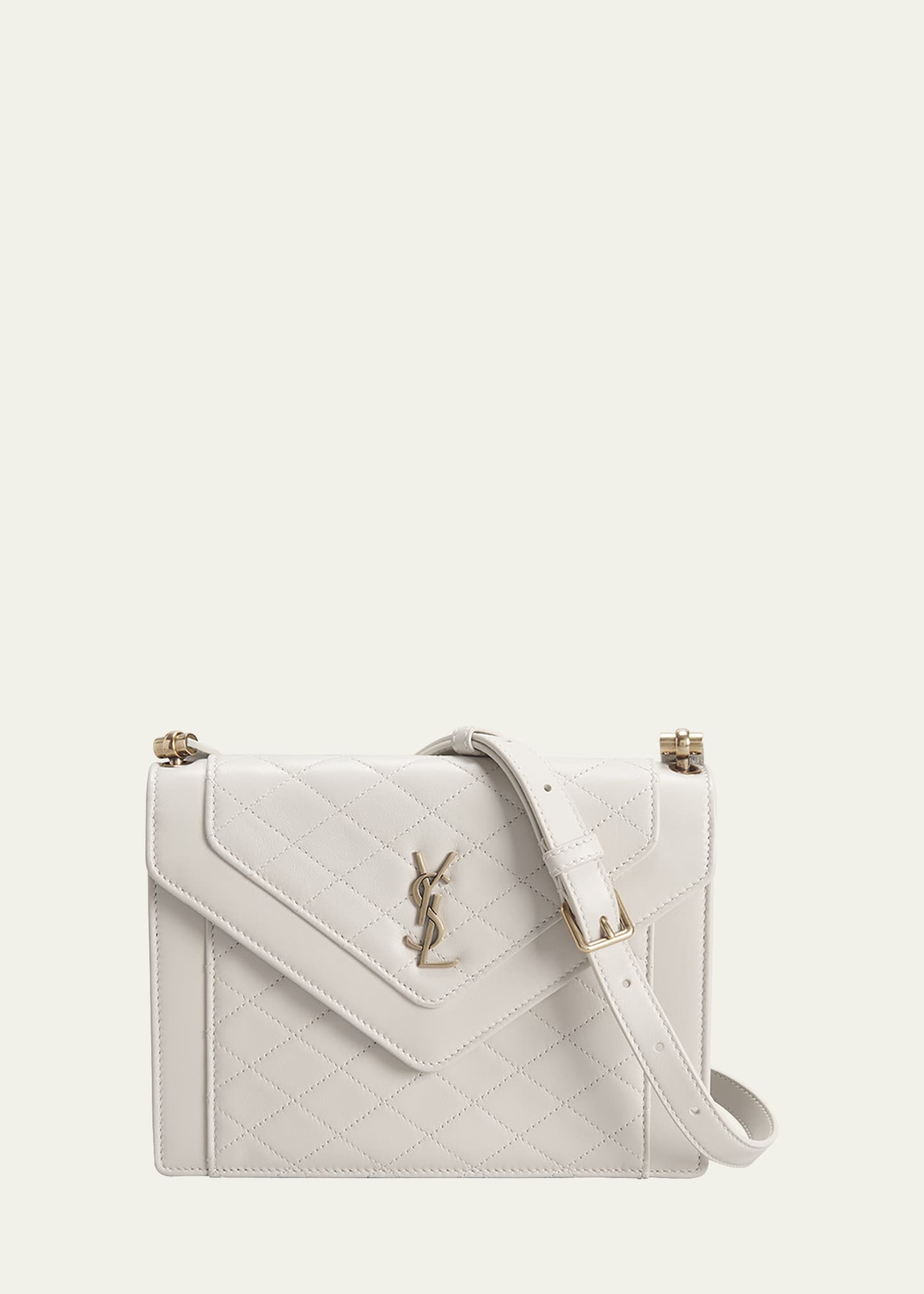 Saint Laurent Gaby Mini YSL Quilted Leather Satchel Bag Blanc Vintage