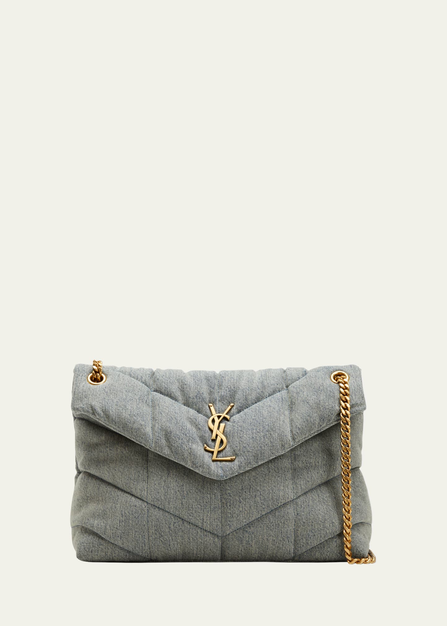 Shop Saint Laurent Puffer Toy Bag In Denim