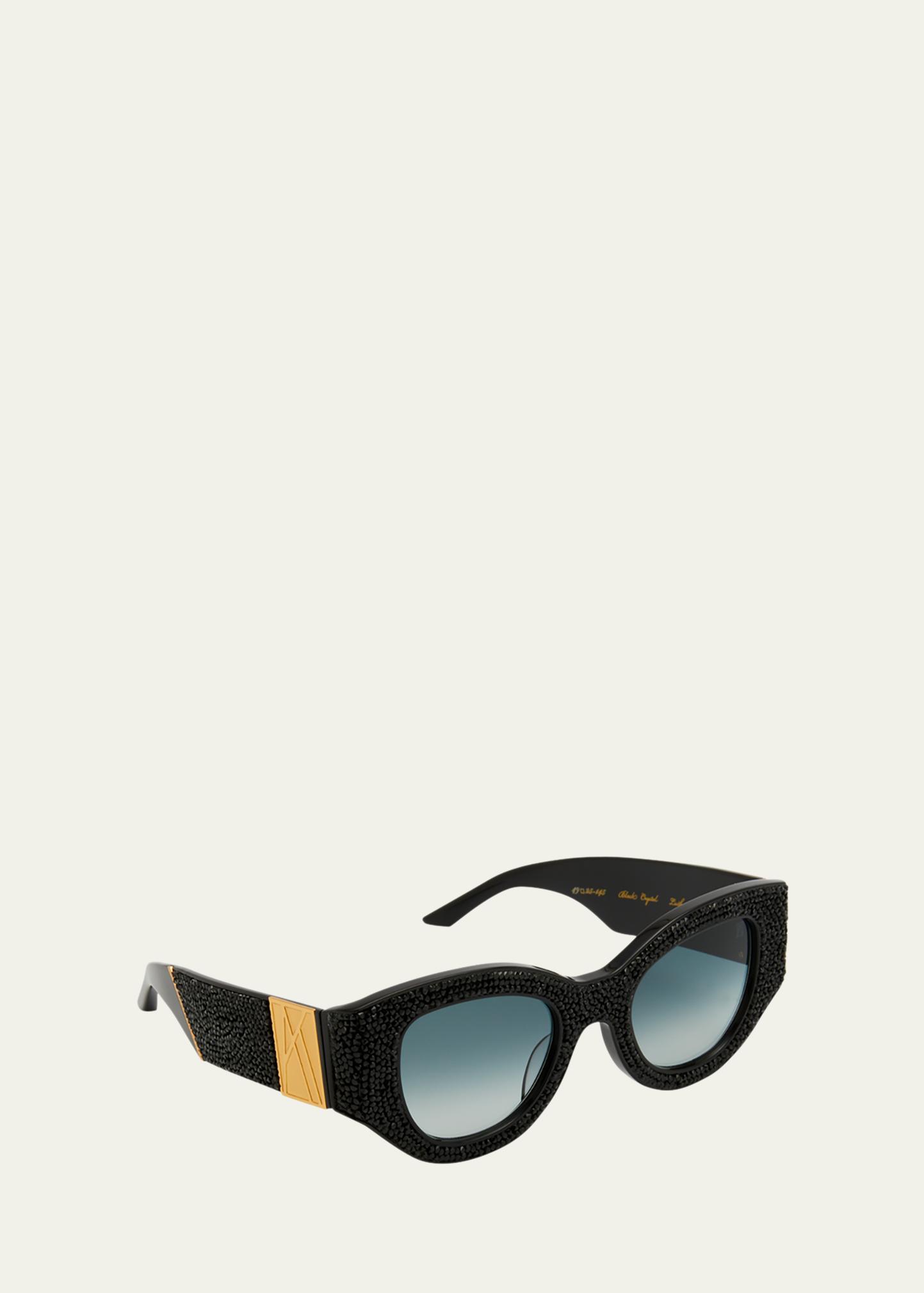 New ANNA KARIN KARLSSON Green Crystals Cat Eye Swarovski Sunglasses Authentic New Anna Karin Karlsson MR 3AM Green Oversized Sunglasses main image 2