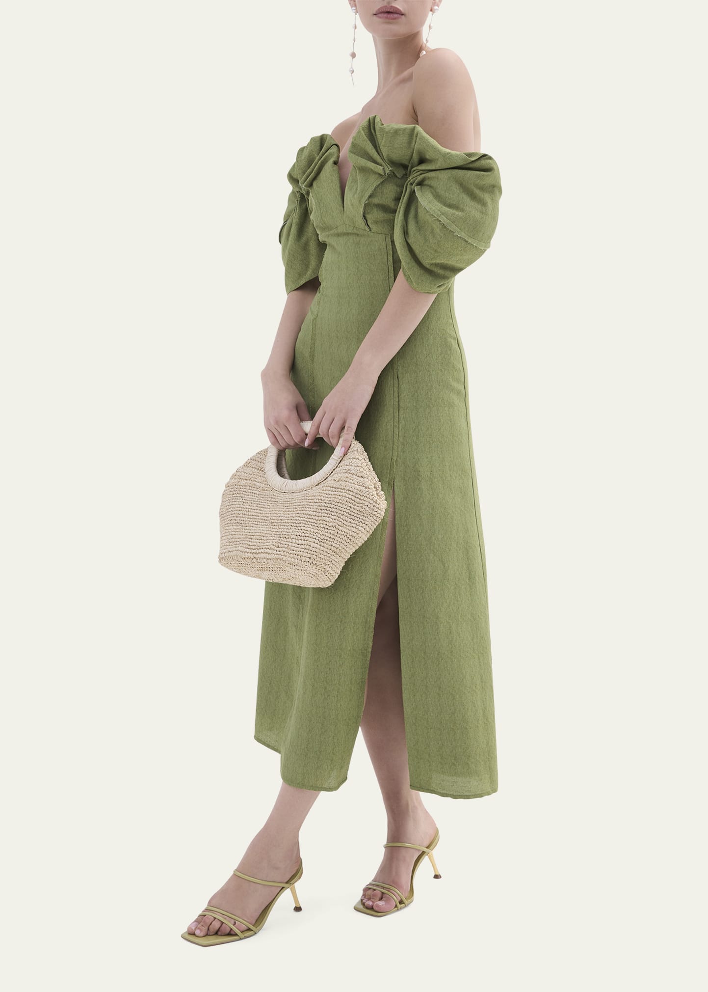 cult gaia muna dress green Celestine & Mae GAIA MIDI DRESS IN SMOKE GREEN