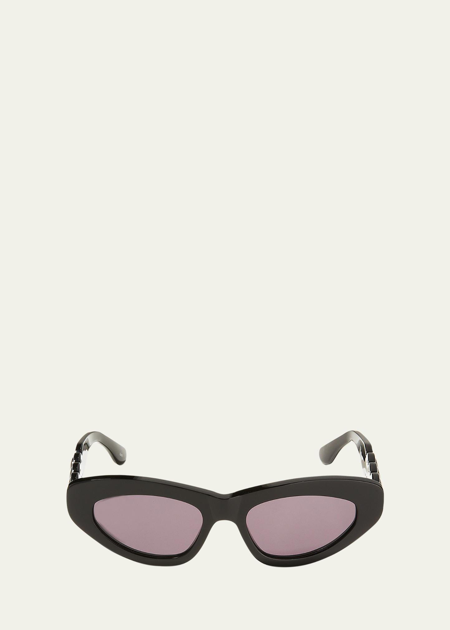 ALAIA Scallop Stud Metal & Acetate Cat-Eye Sunglasses  display picture 1