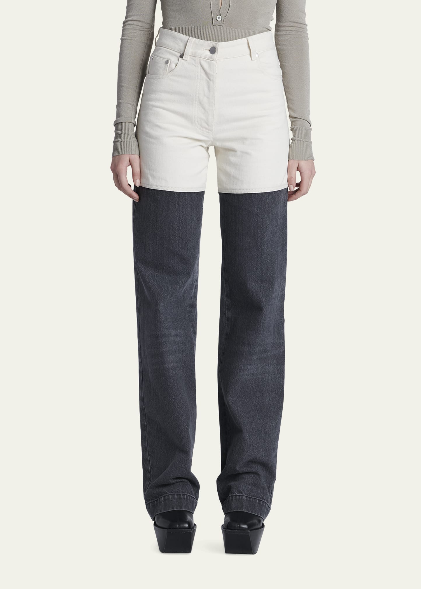 Peter Do Combo Denim Straight-Leg Jeans